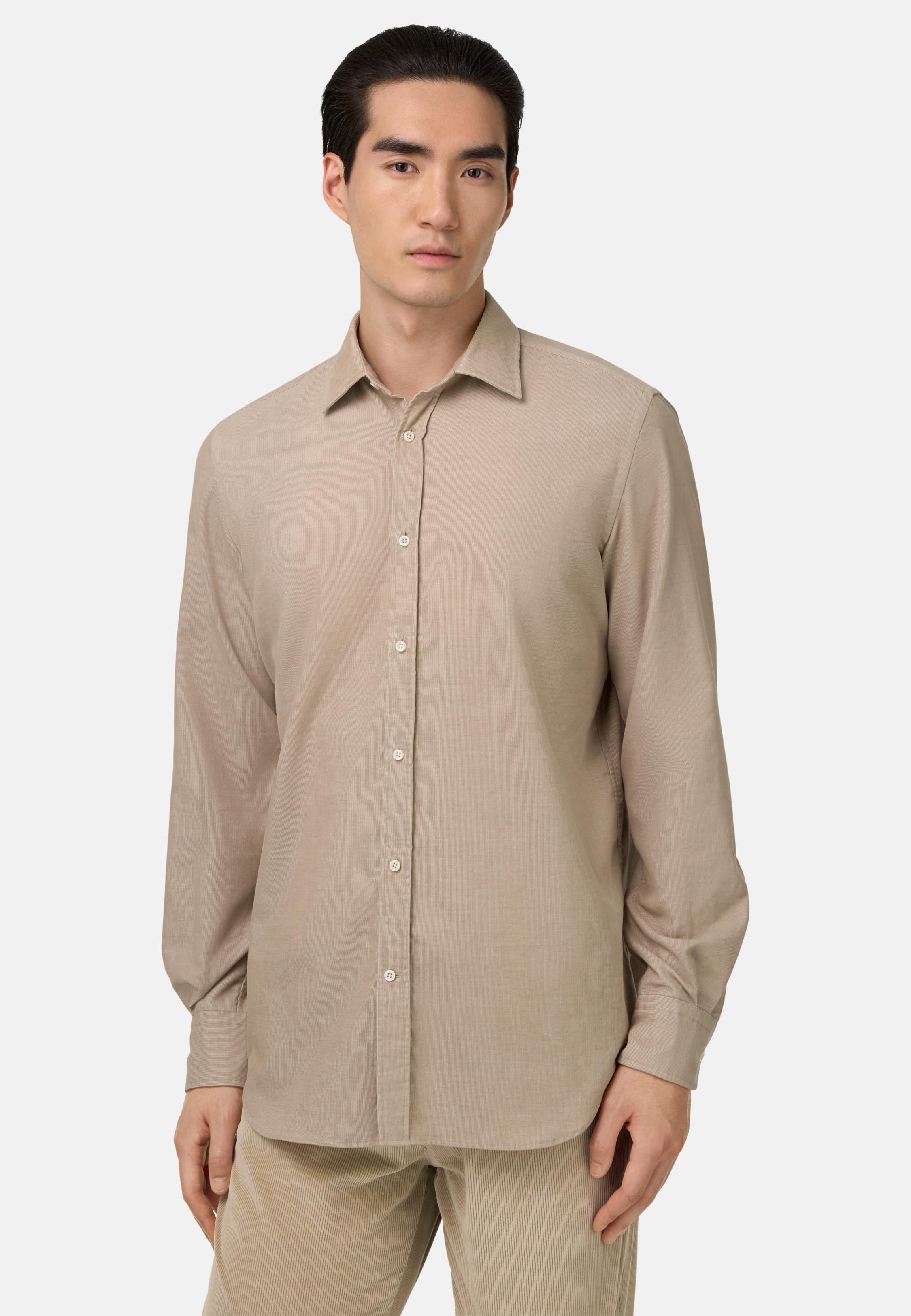 Regular Fit Blue Velvet Shirt Beige, Beige, large image number 0