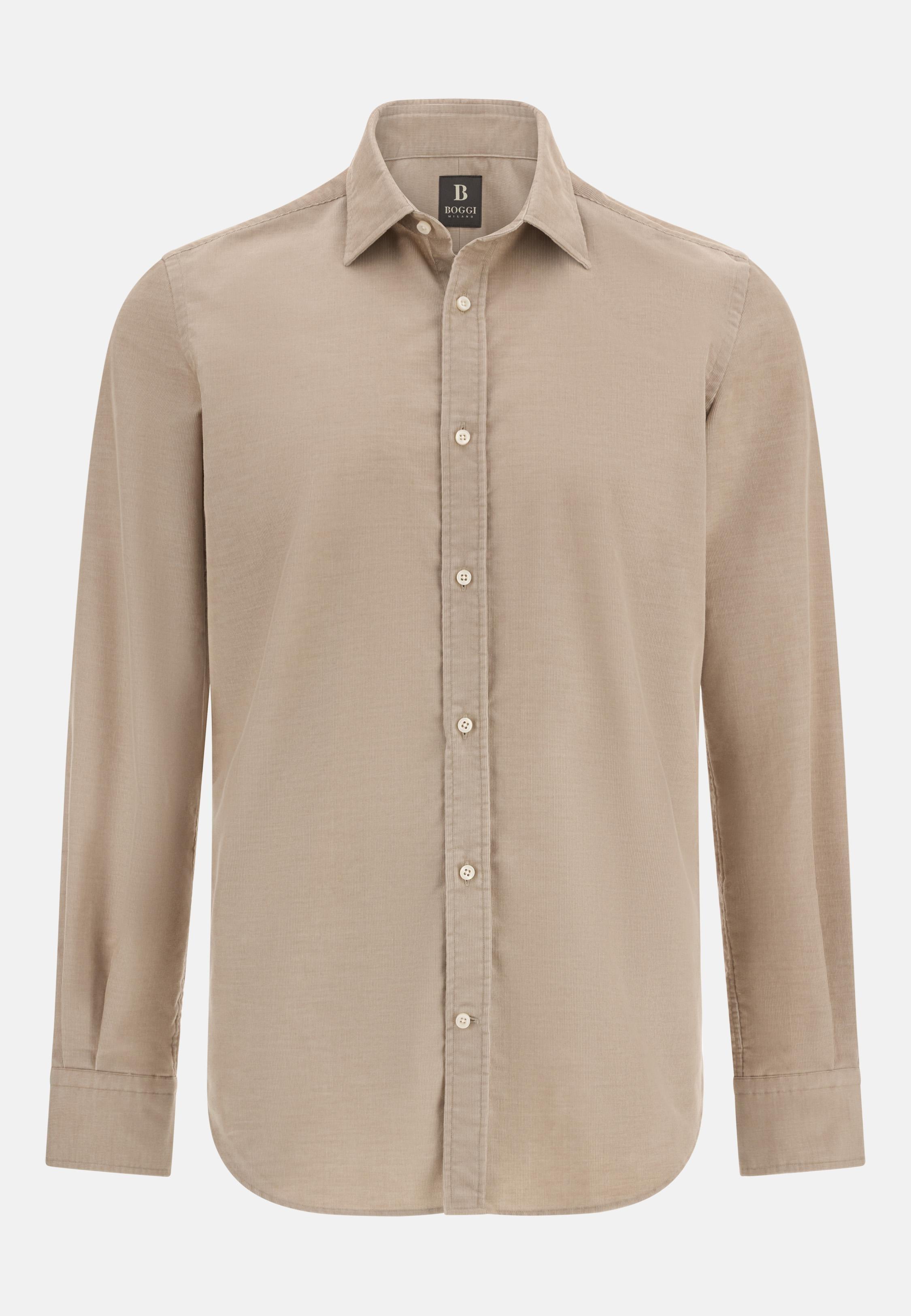 Regular Fit Blue Velvet Shirt Beige, Beige, large image number 4