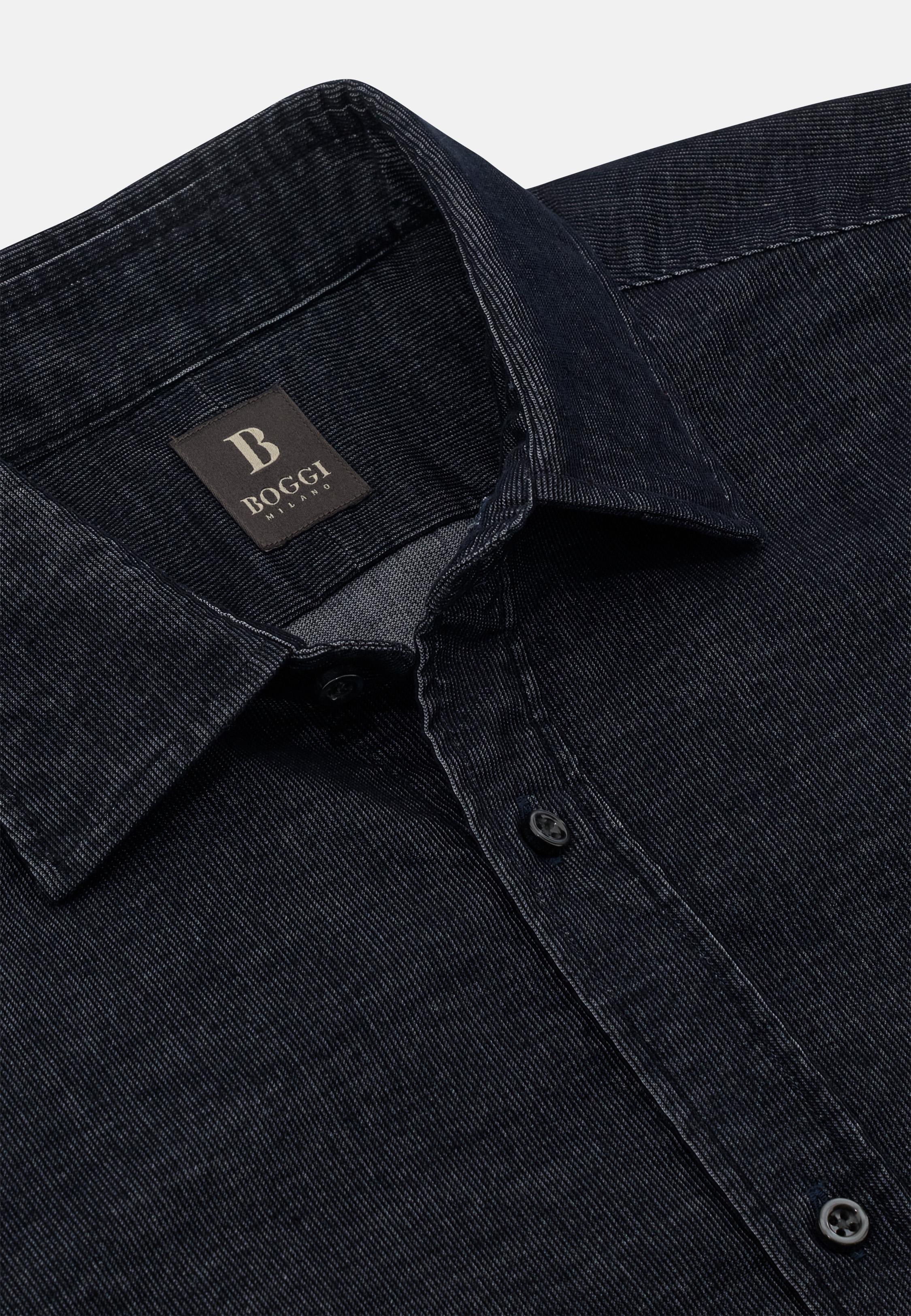 Regular Fit Blue Velvet Shirt Blue, Navy blue, large image number 3