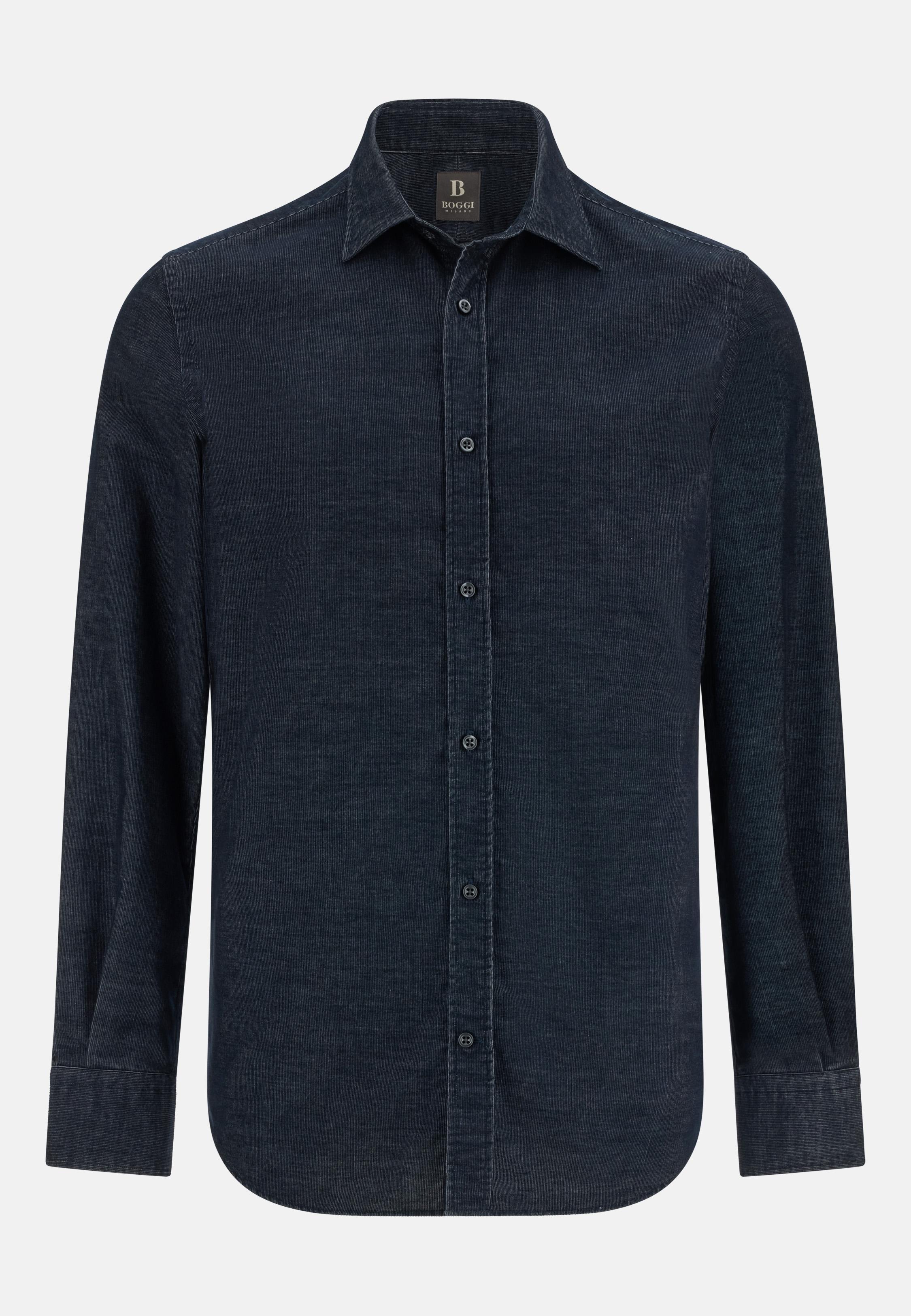 Regular Fit Blue Velvet Shirt Blue, Navy blue, large image number 4