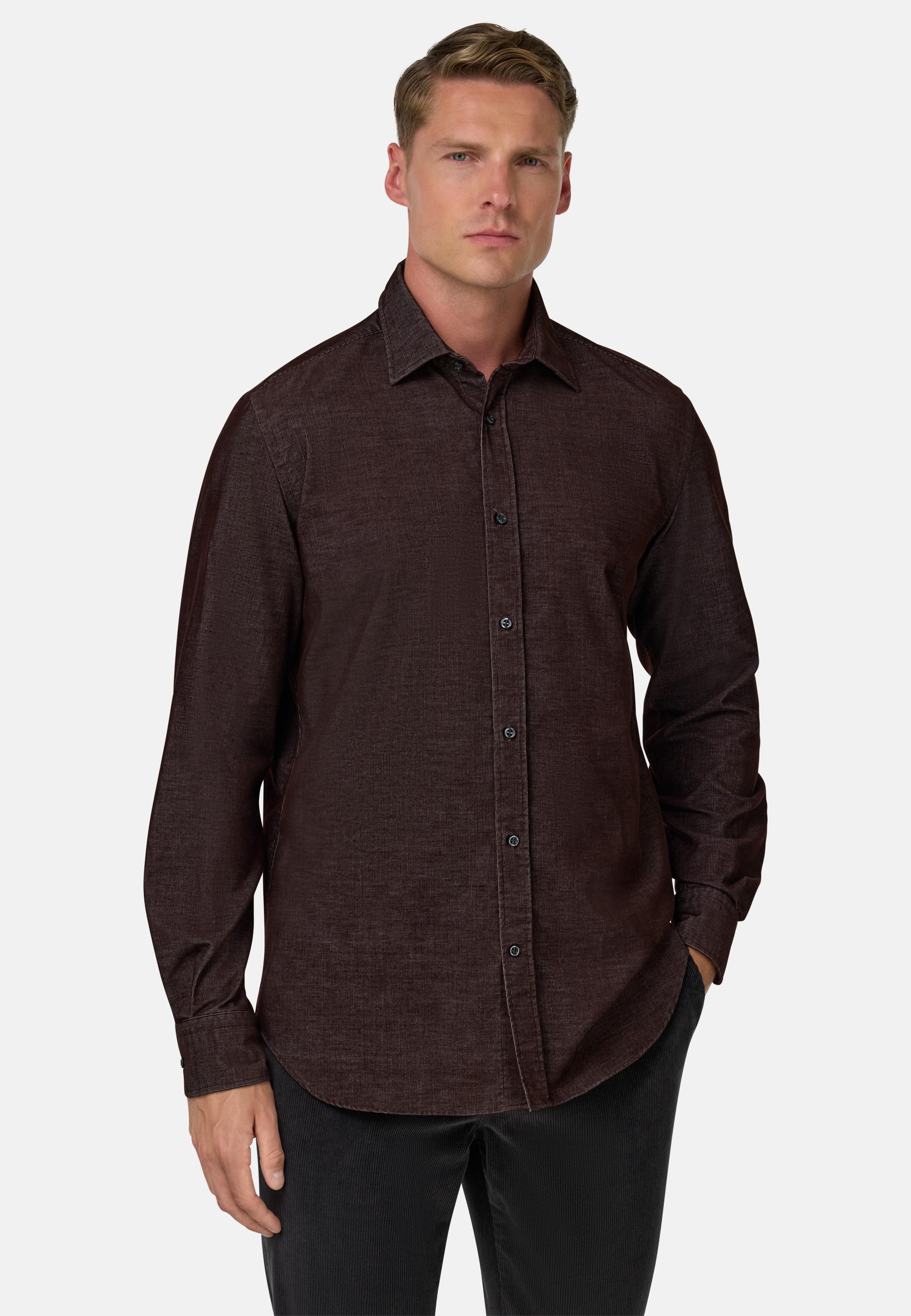 Regular Fit Blue Velvet Shirt Brown, Dark brown, large image number 0