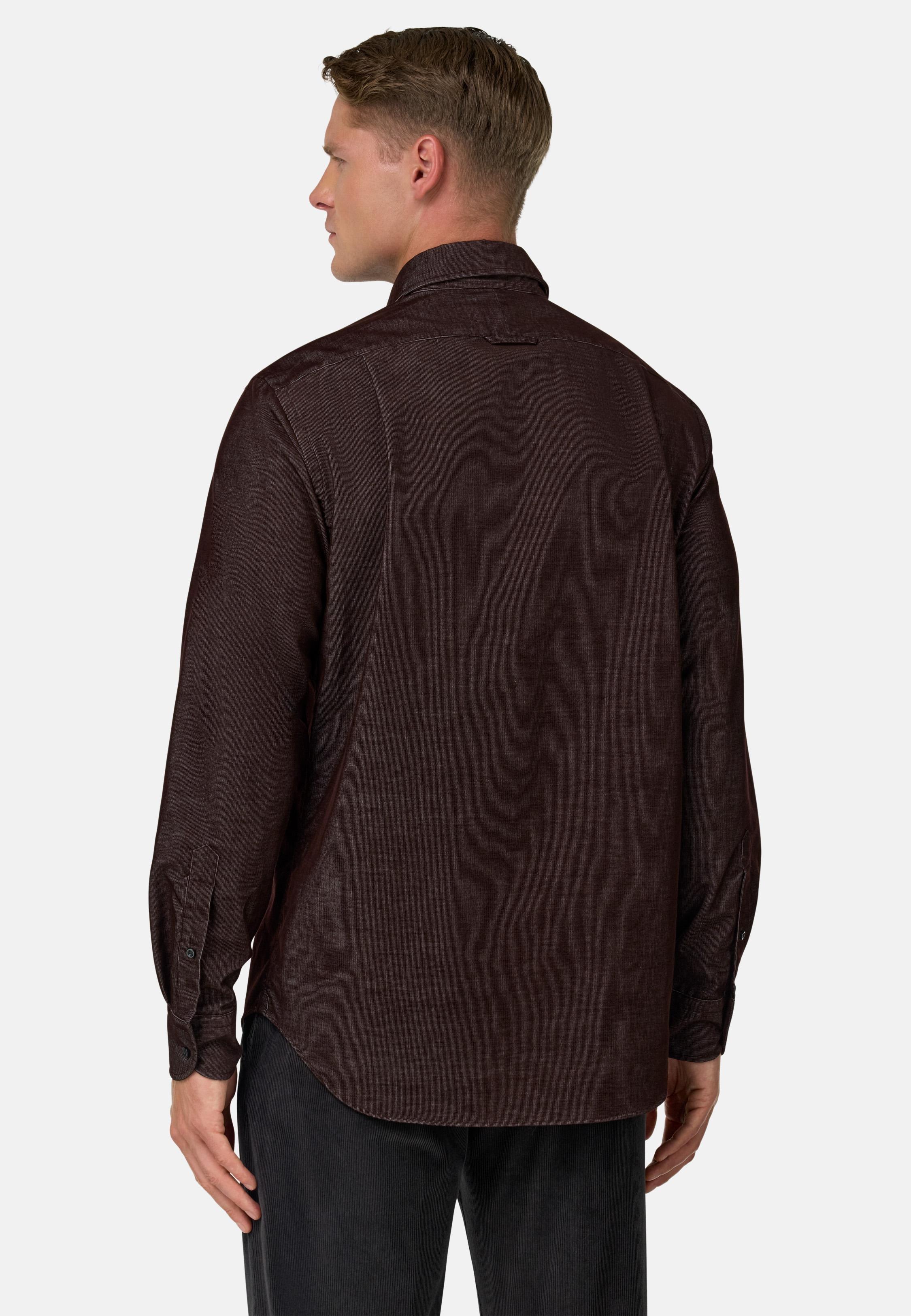 Regular Fit Blue Velvet Shirt Brown, Dark brown, large image number 1