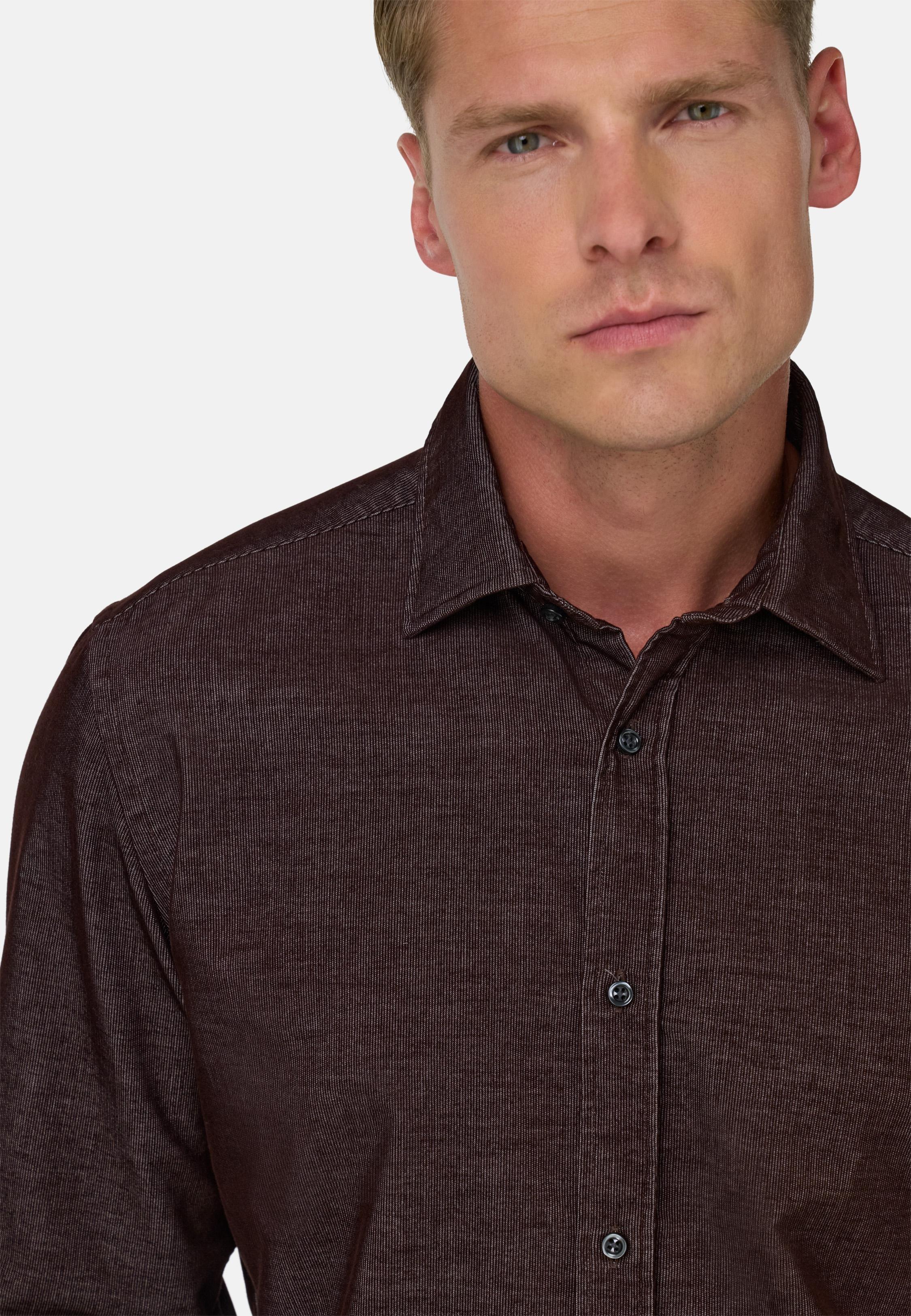 Regular Fit Blue Velvet Shirt Brown, Dark brown, large image number 2