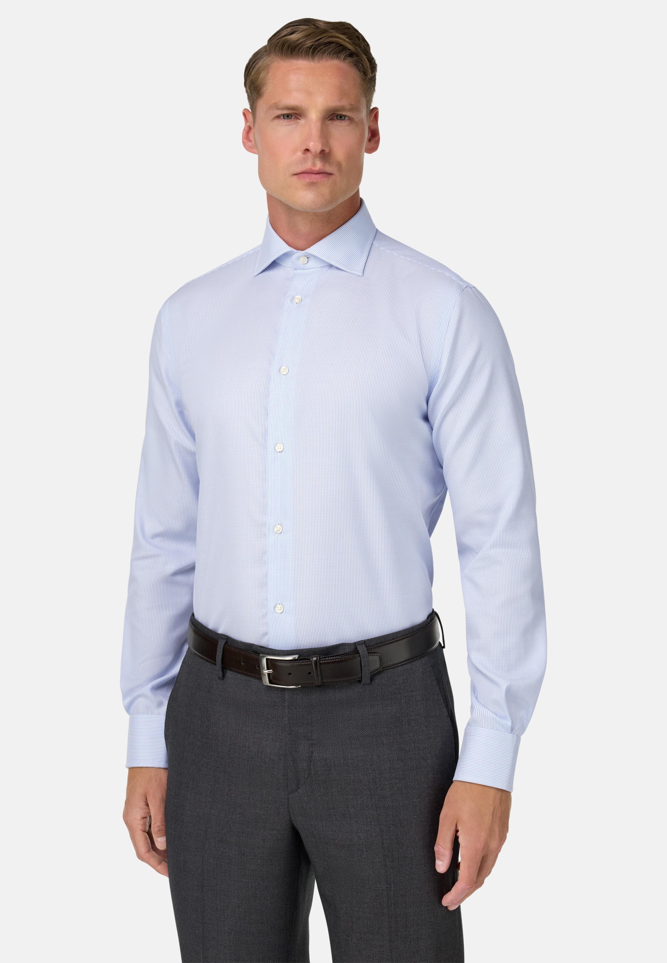 Regular Fit Cotton Dobby Shirt Blue, Light Blue, large image number 0