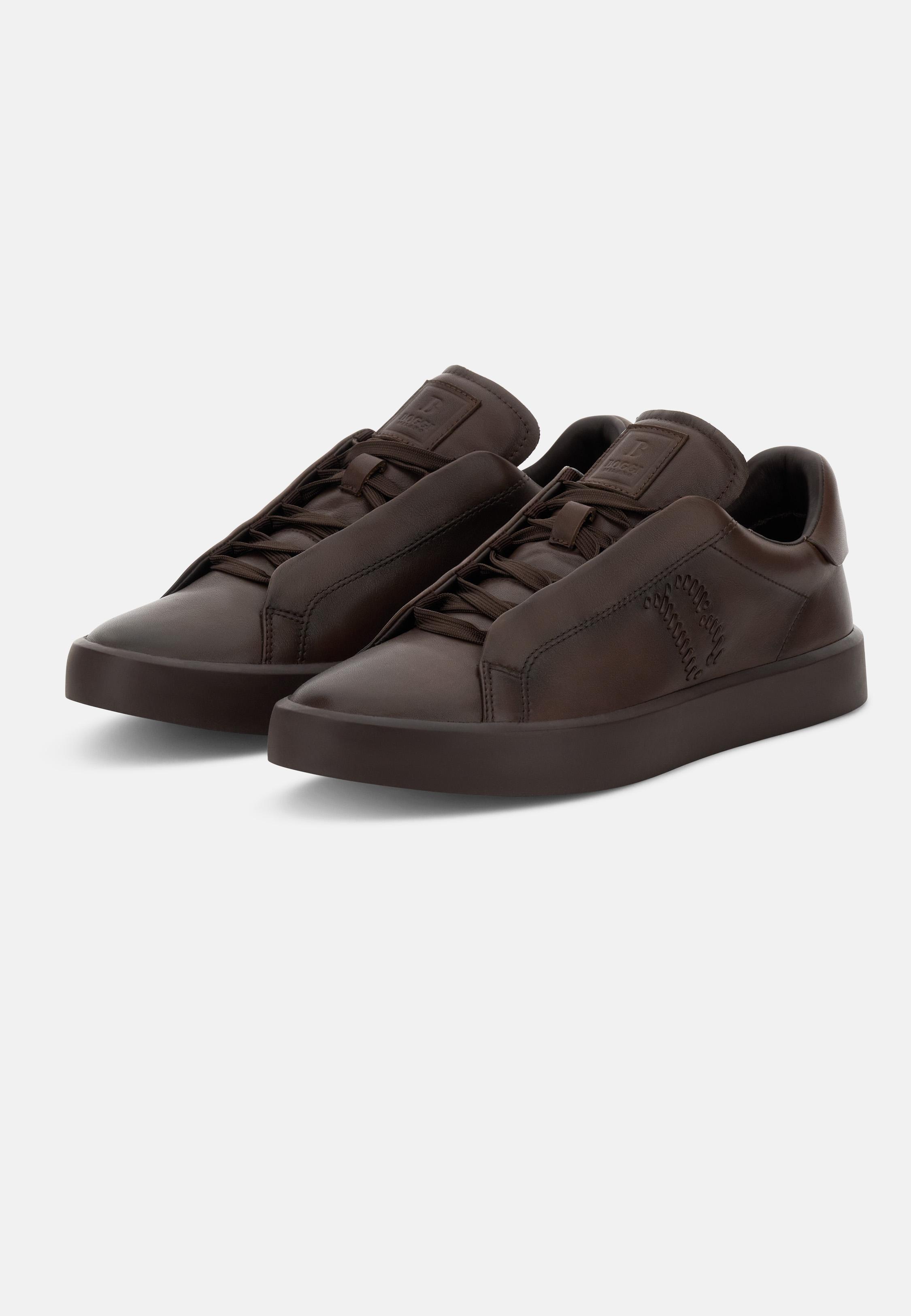 Essence Leather Trainers Brown, Dark brown, large image number 1