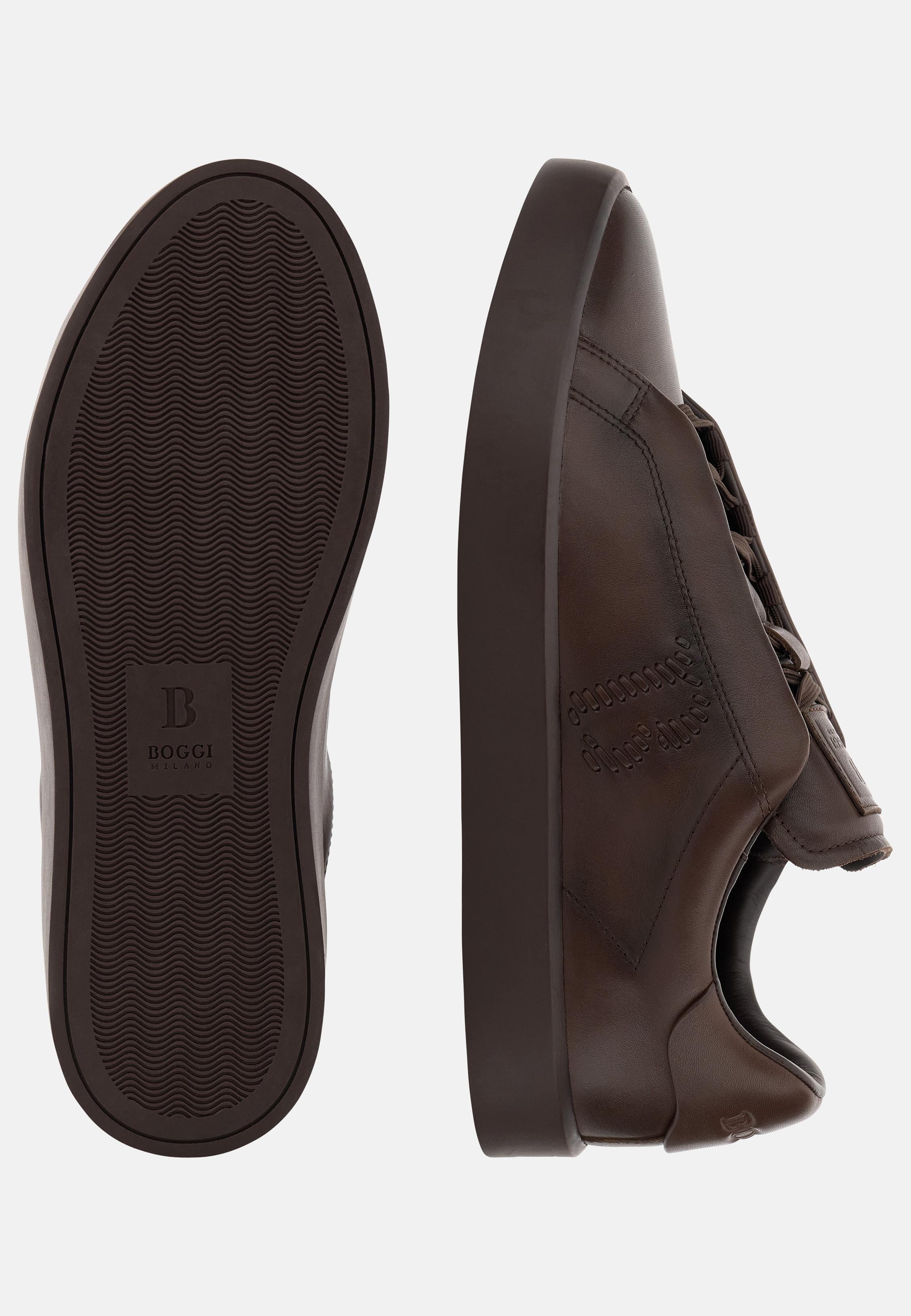 Essence Leather Trainers Brown, Dark brown, large image number 2