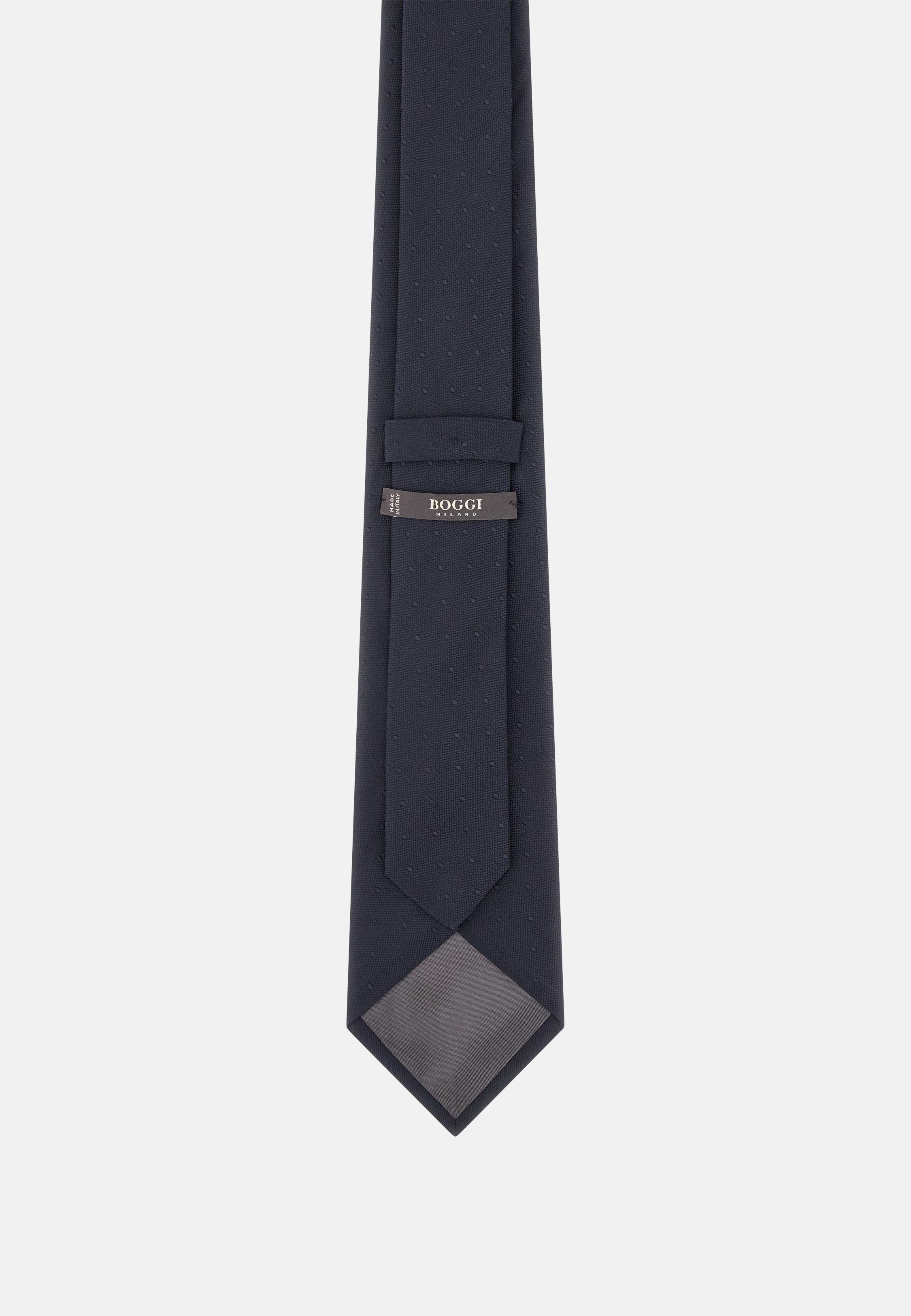 Polka Dot Silk Tie Blue, Navy blue, large image number 1