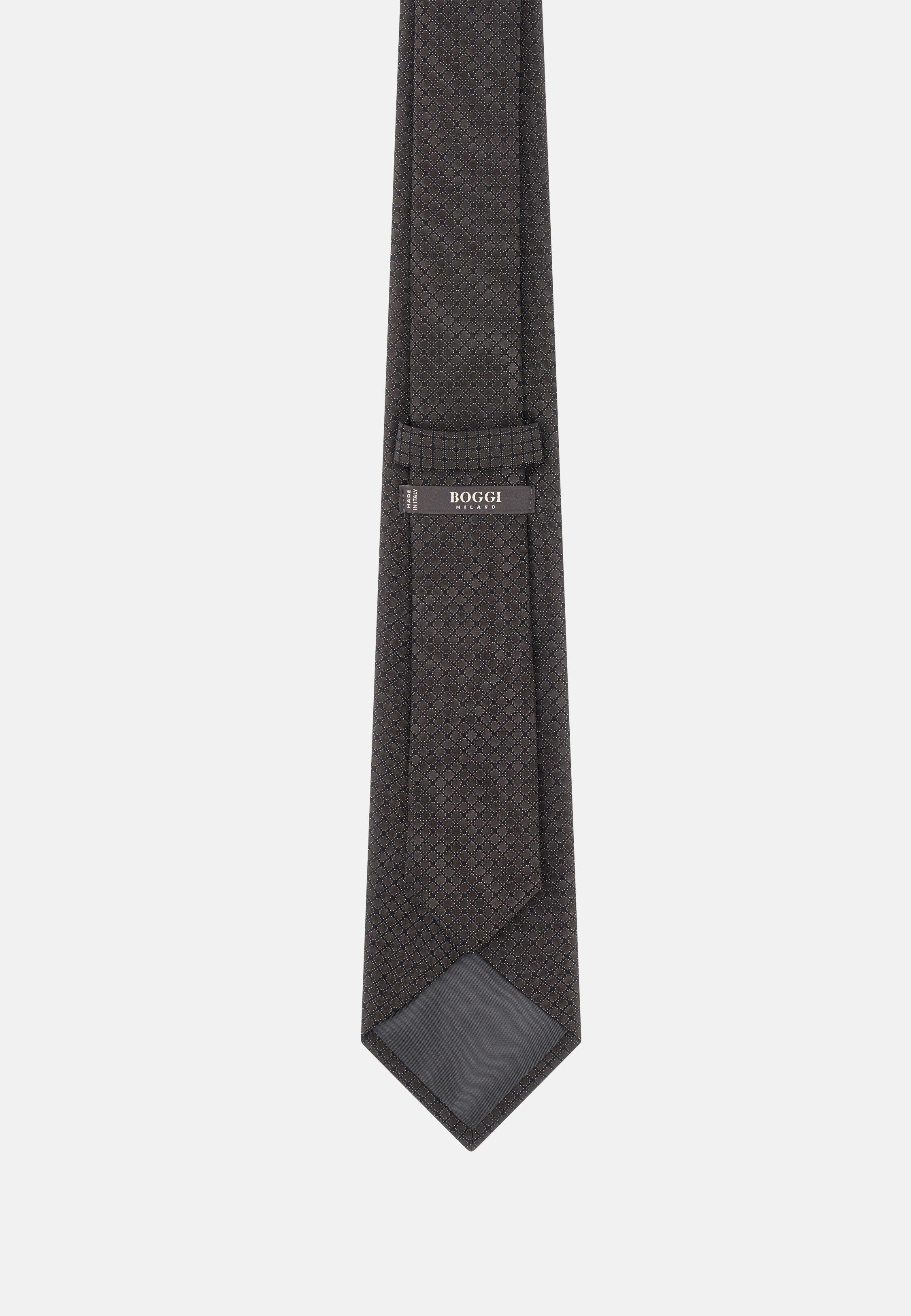 Micro Texture Silk Tie Brown, Hazelnut, large image number 2
