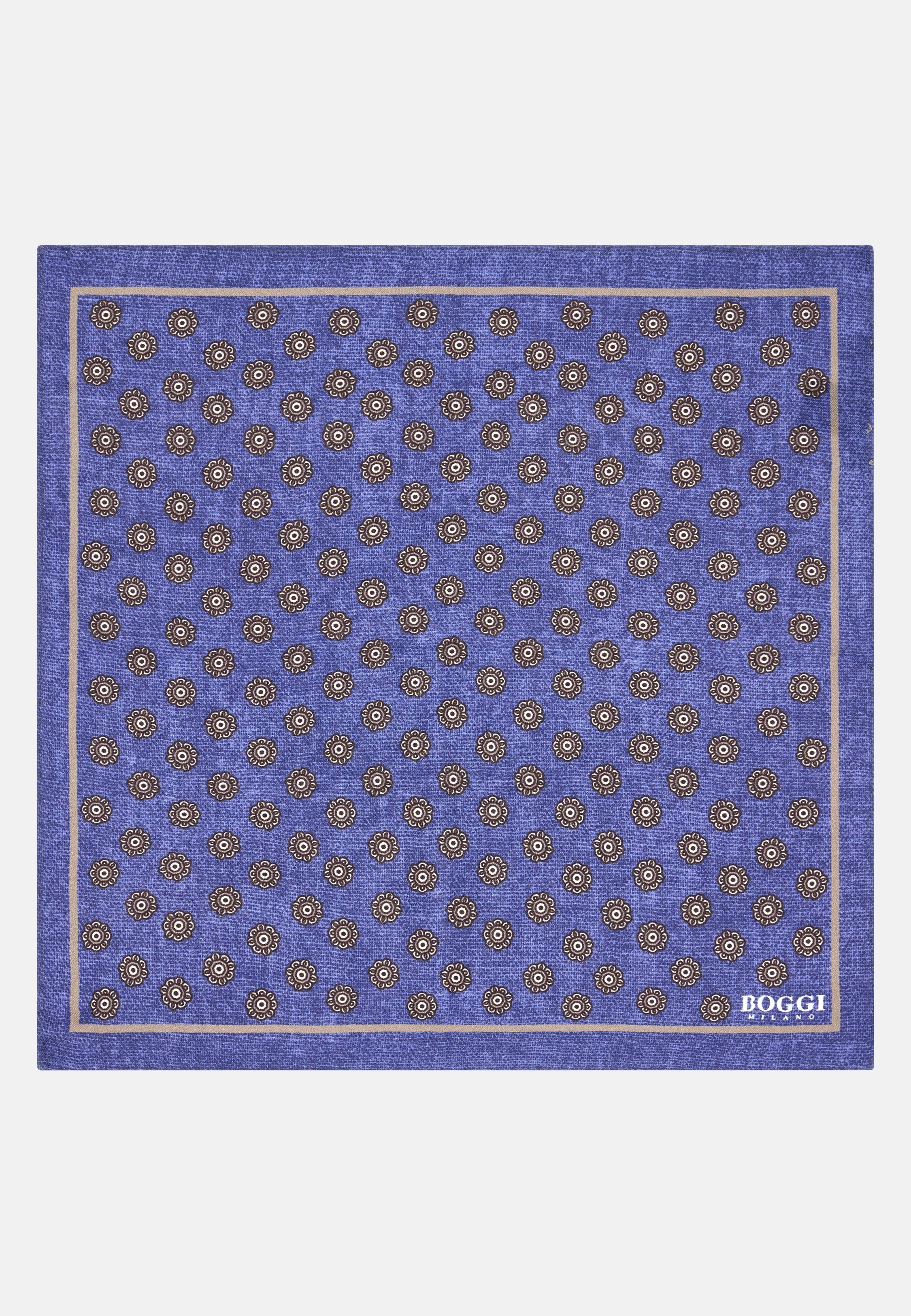 Floral Silk Pocket Square Blue, Blue, medium