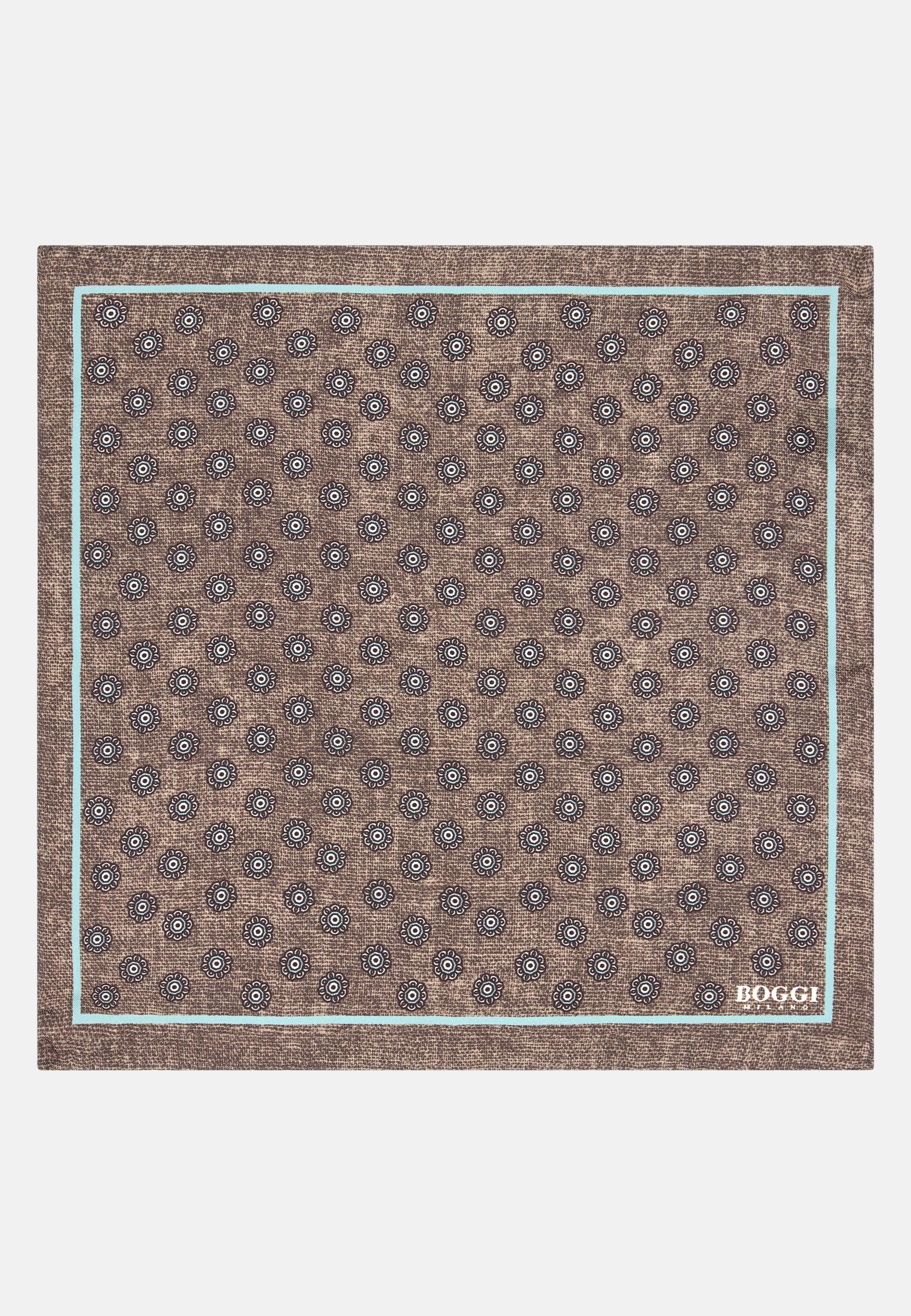 BEIGE Floral Silk Pocket Square, Beige, large image number 0