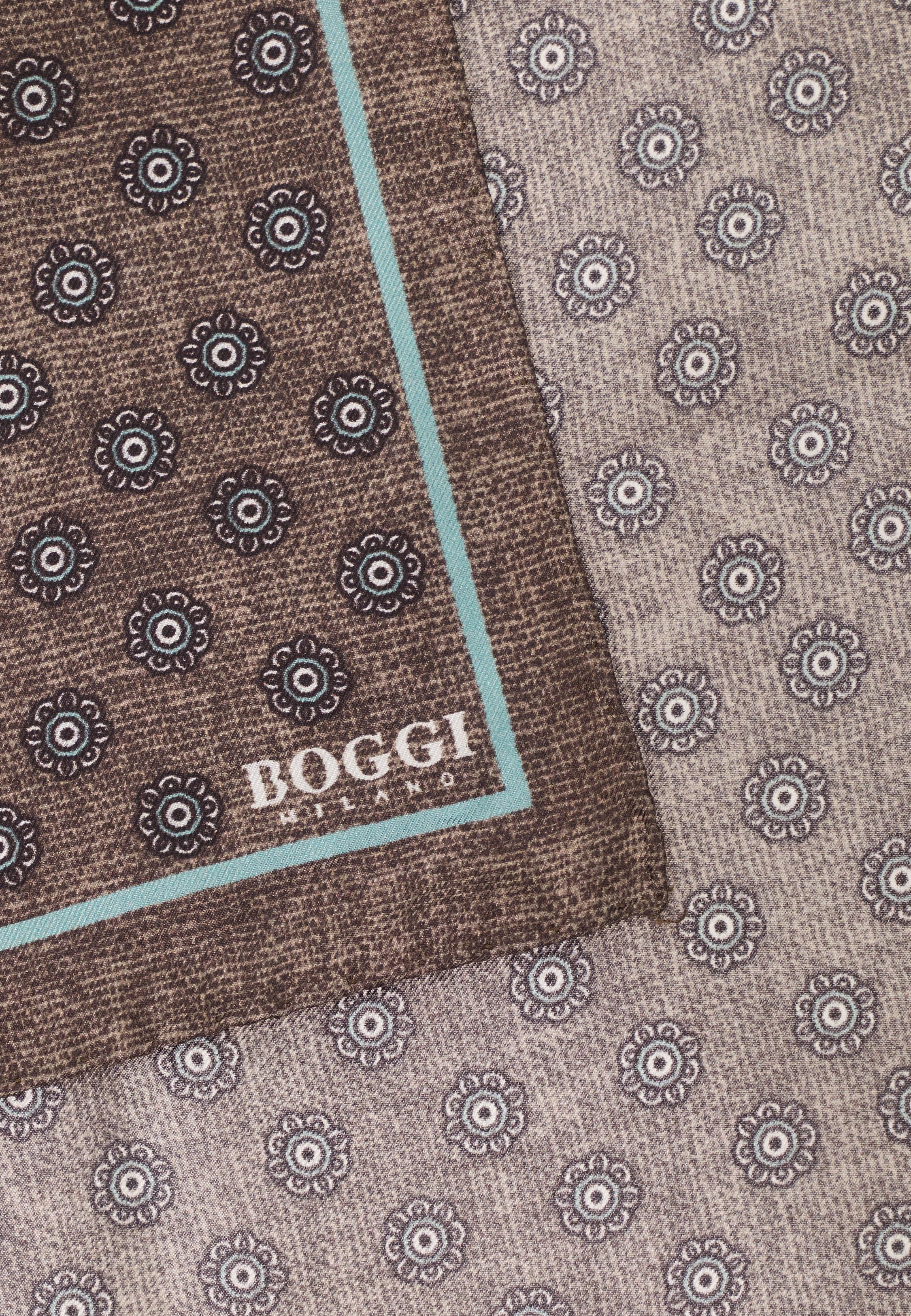 BEIGE Floral Silk Pocket Square, Beige, large image number 1
