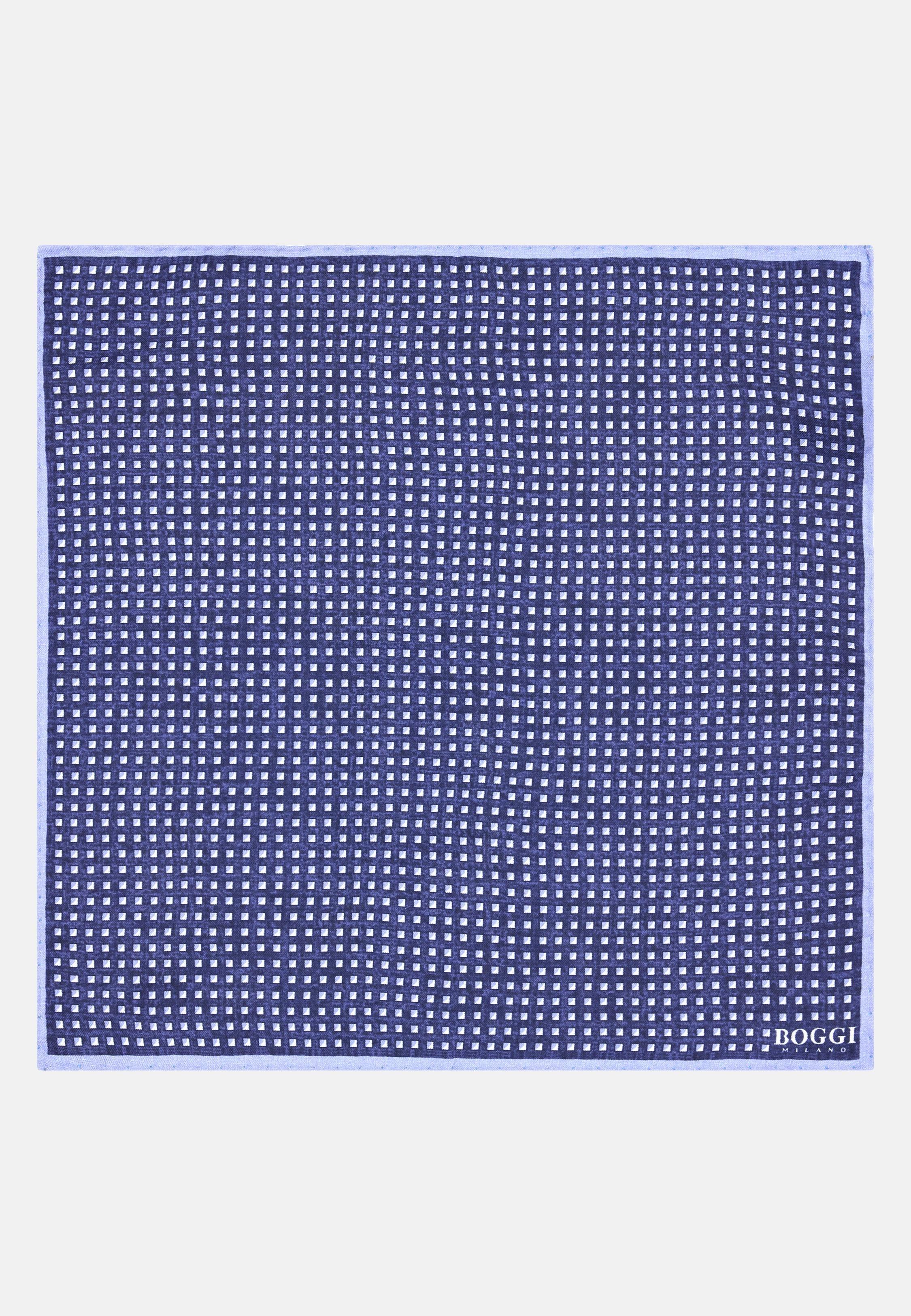 BLUE Checked Silk Pocket Square, Navy blue, large image number 0