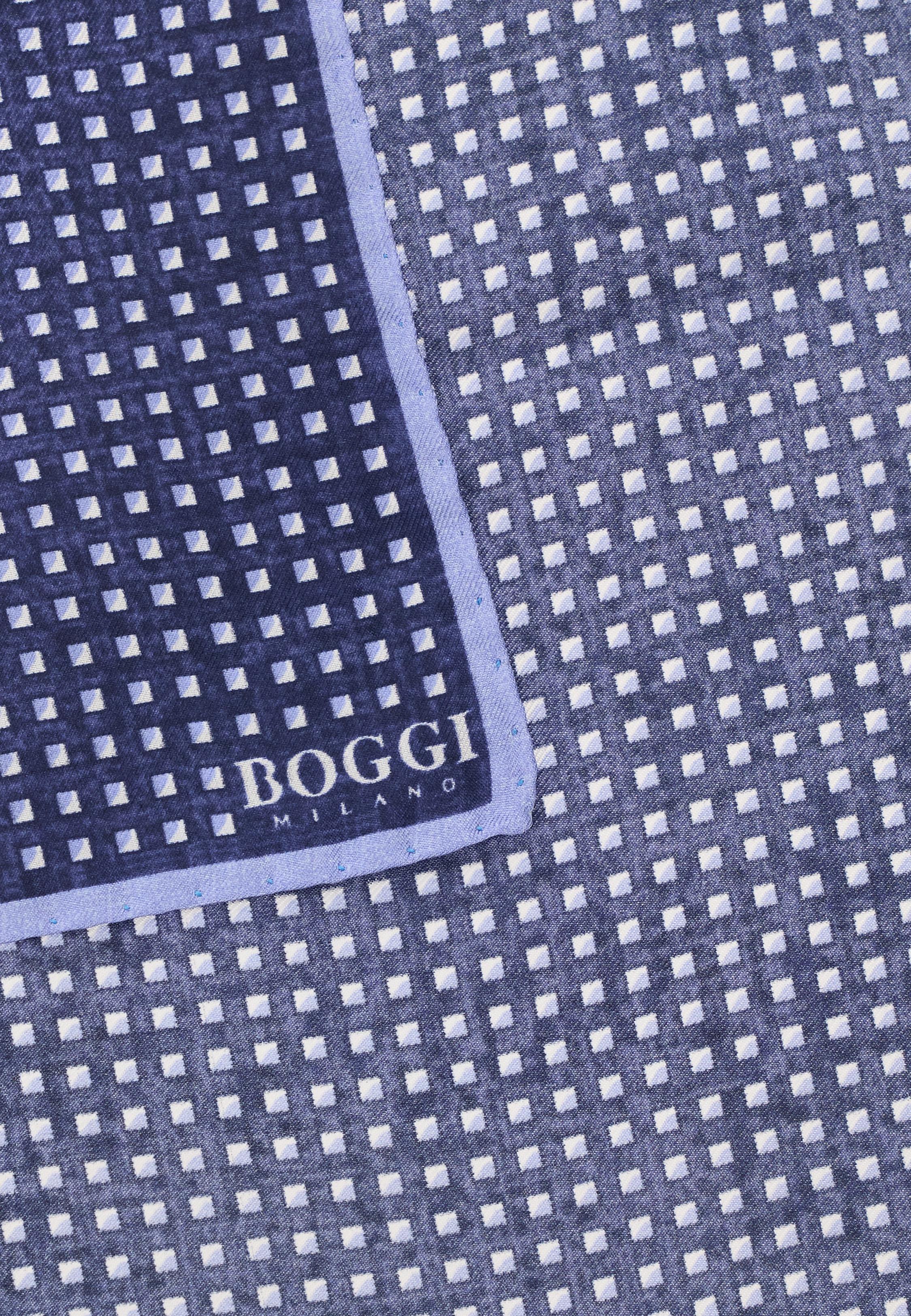 BLUE Checked Silk Pocket Square, Navy blue, large image number 1
