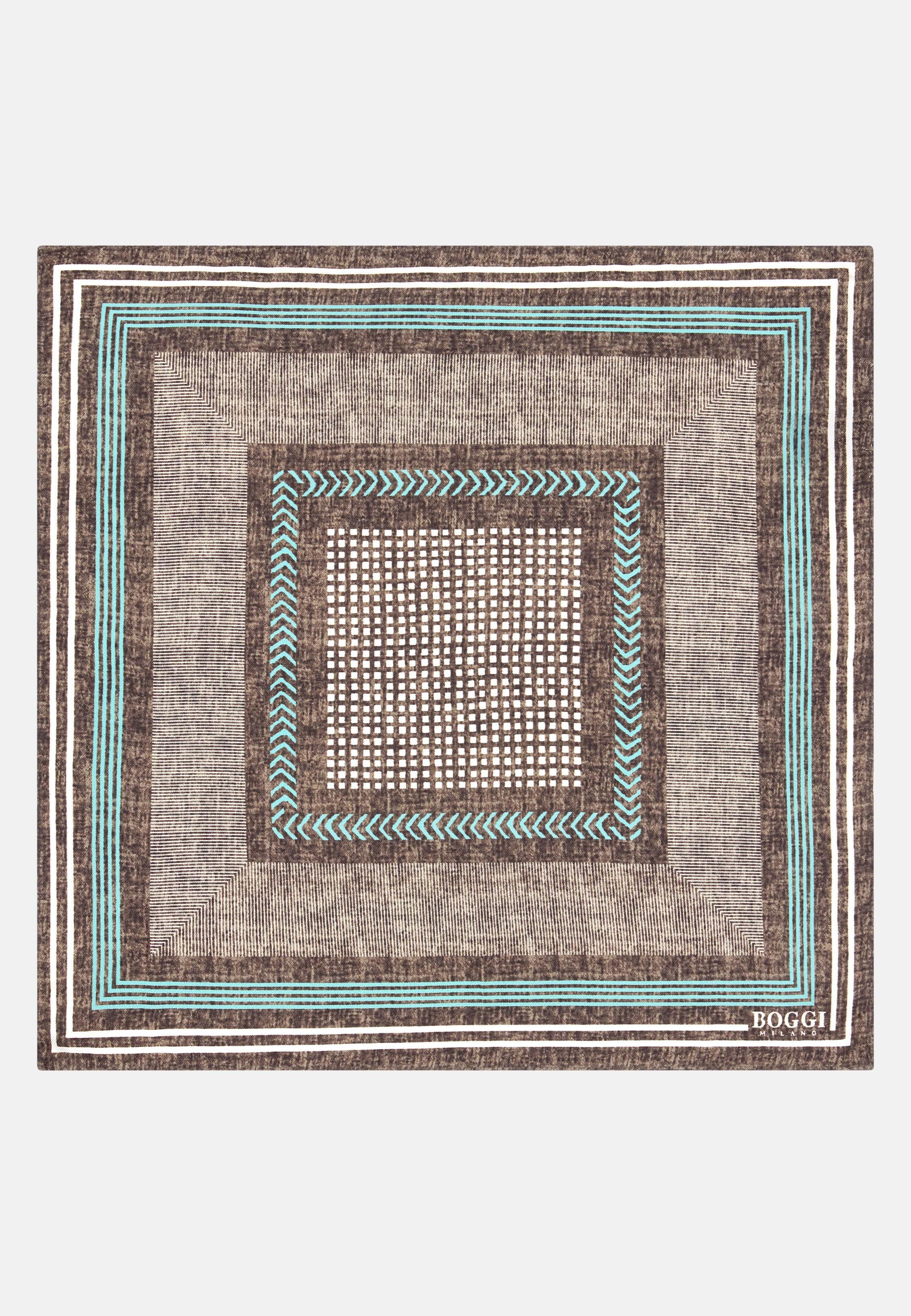 Silk Pocket square with Mixed Patterns Brown, Taupe, medium