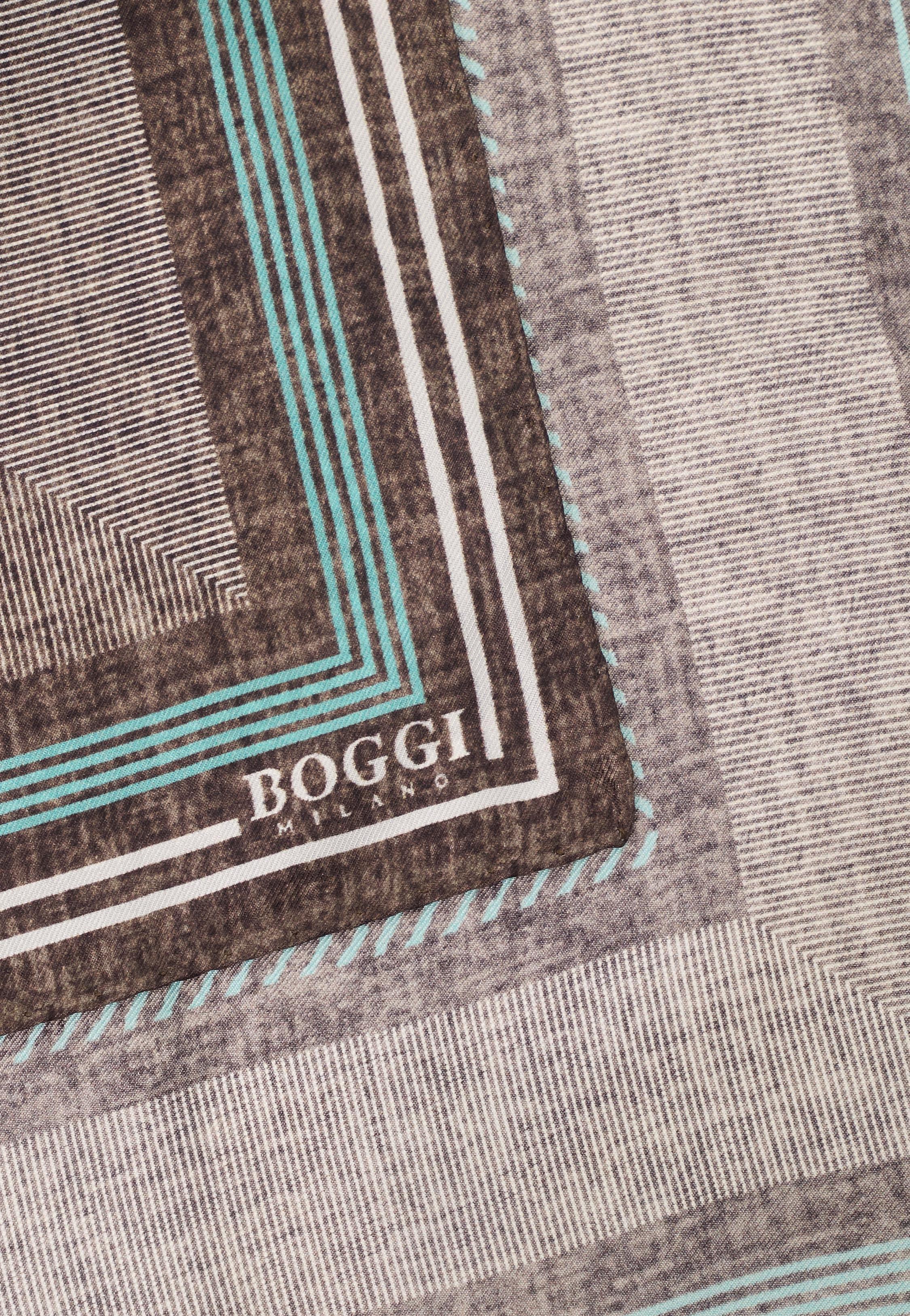 BROWN Silk Pocket square with Mixed Patterns, Taupe, large image number 1