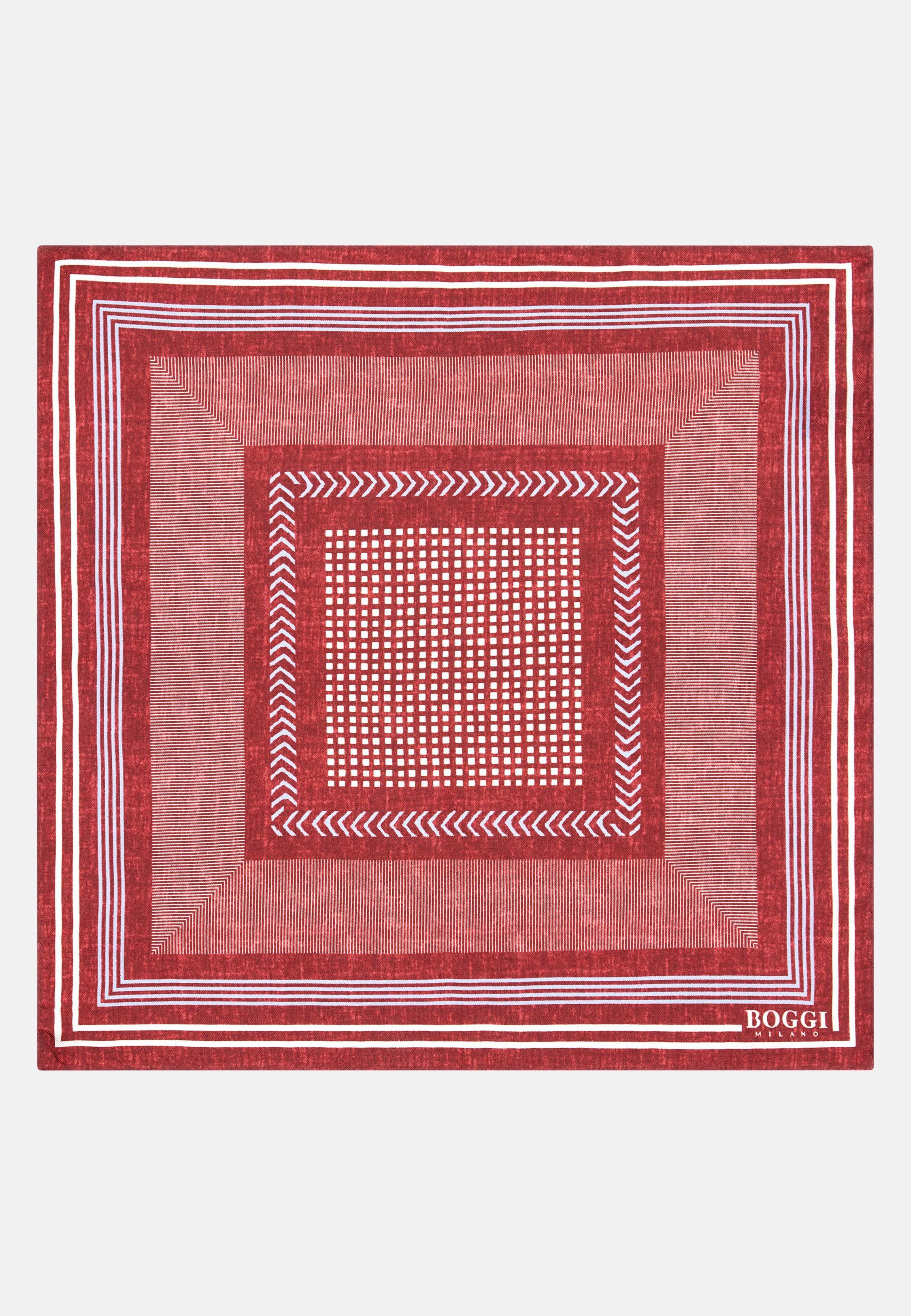RED Silk Pocket square with Mixed Patterns, Burgundy, large image number 0