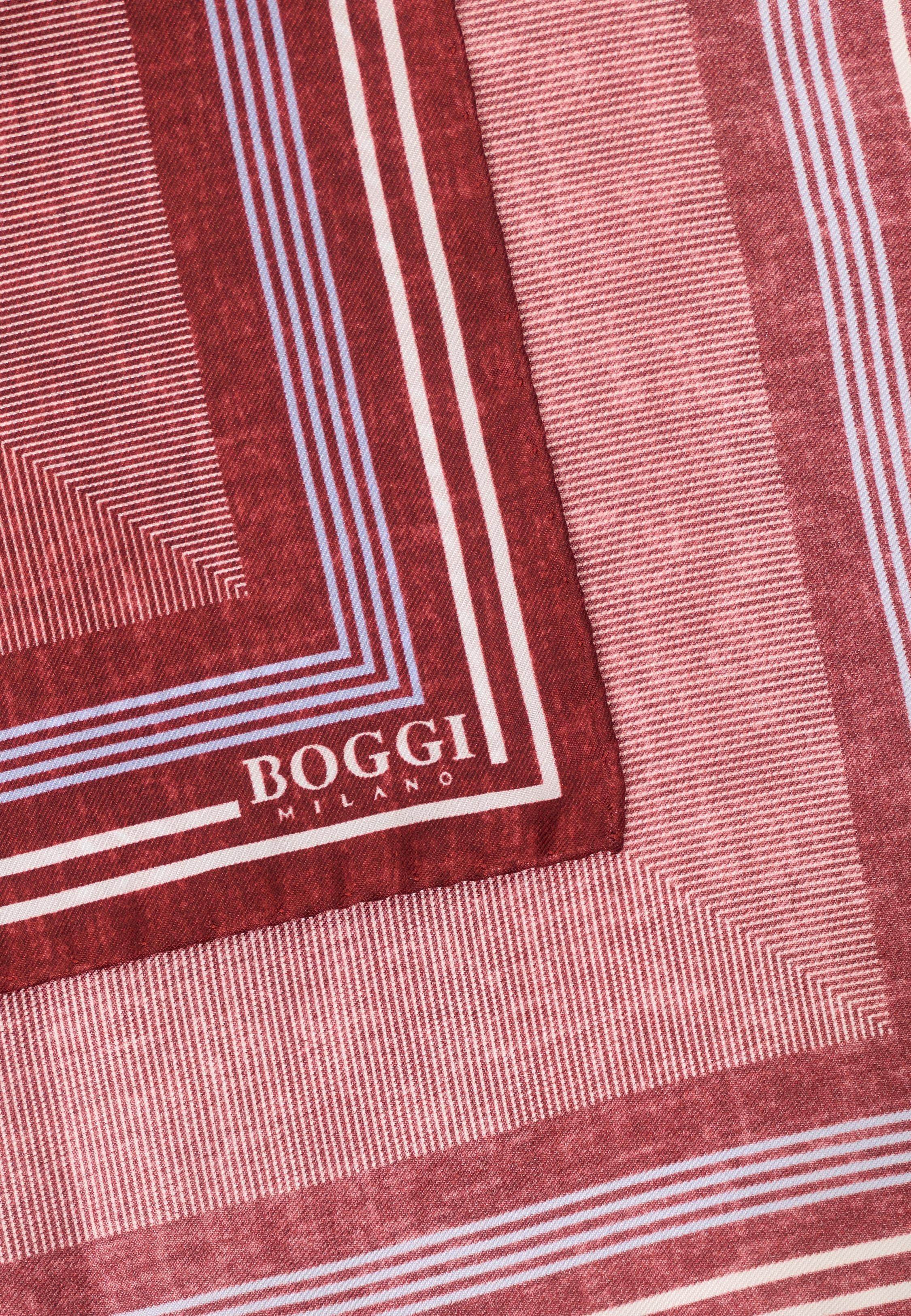 RED Silk Pocket square with Mixed Patterns, Burgundy, large image number 1