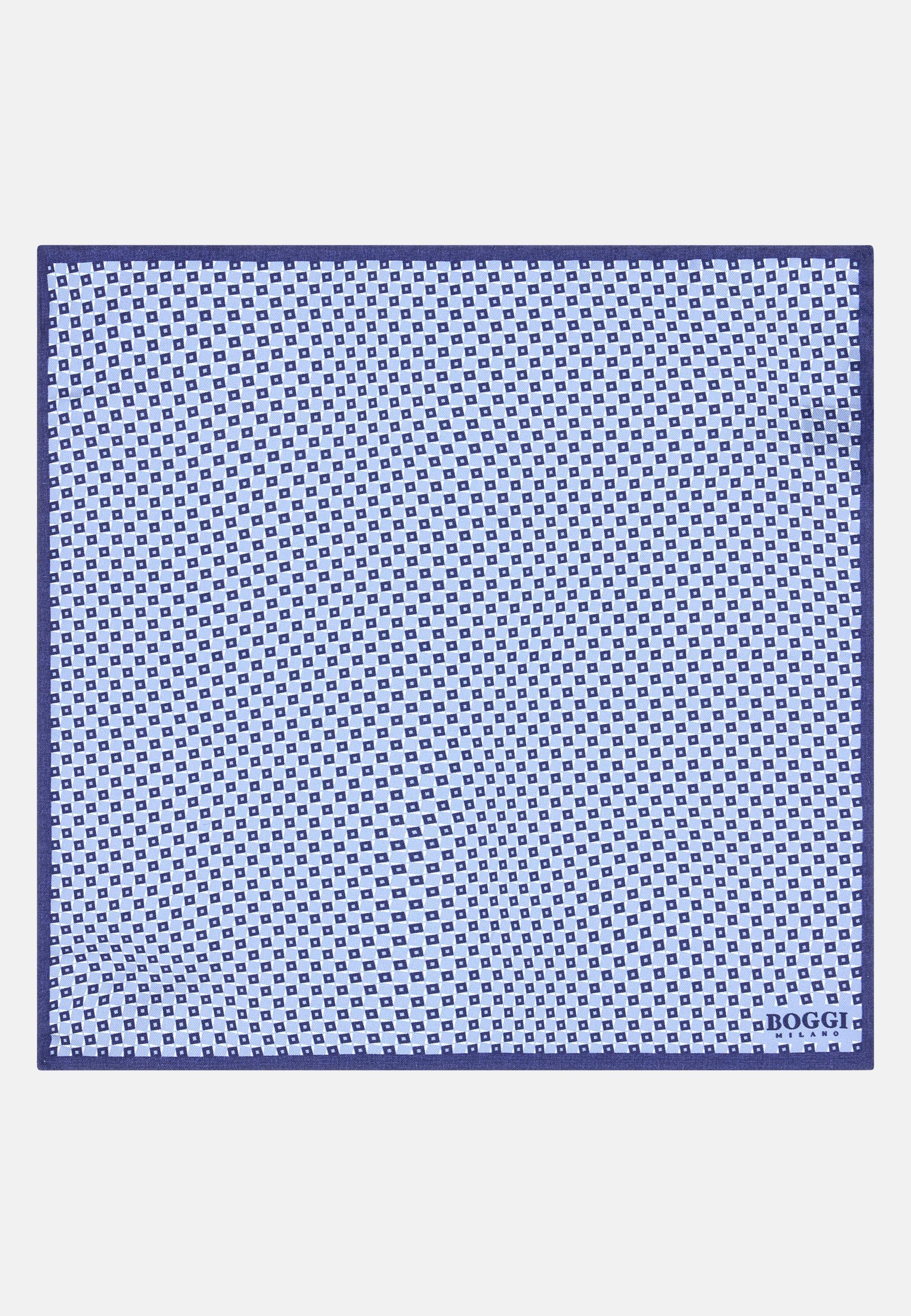 BLUE Micro Geometric Silk Pocket Square, Light Blue, large image number 0