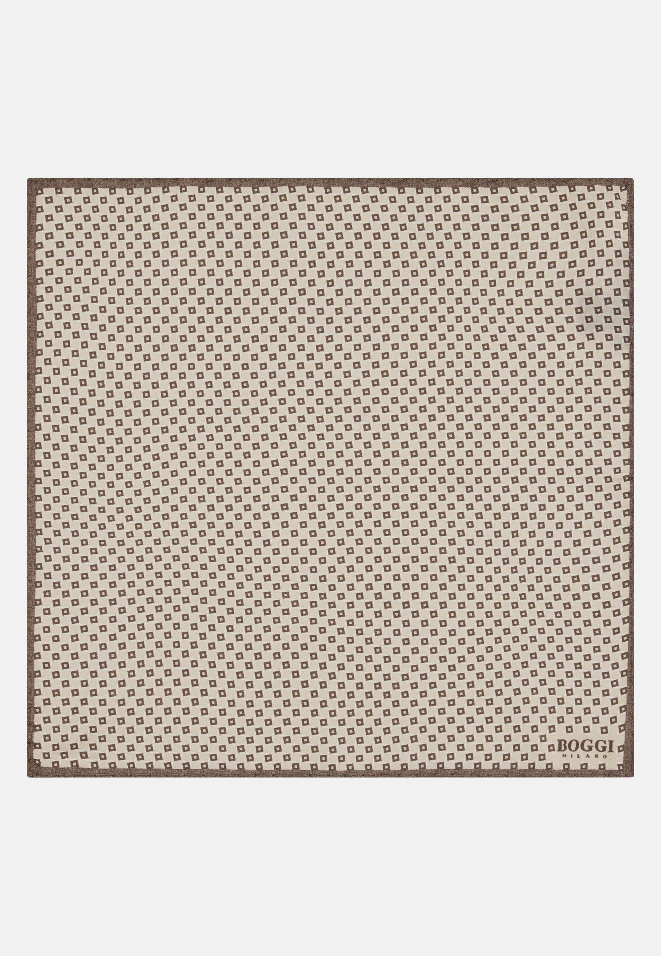Micro Geometric Silk Pocket Square Beige, Sand, medium