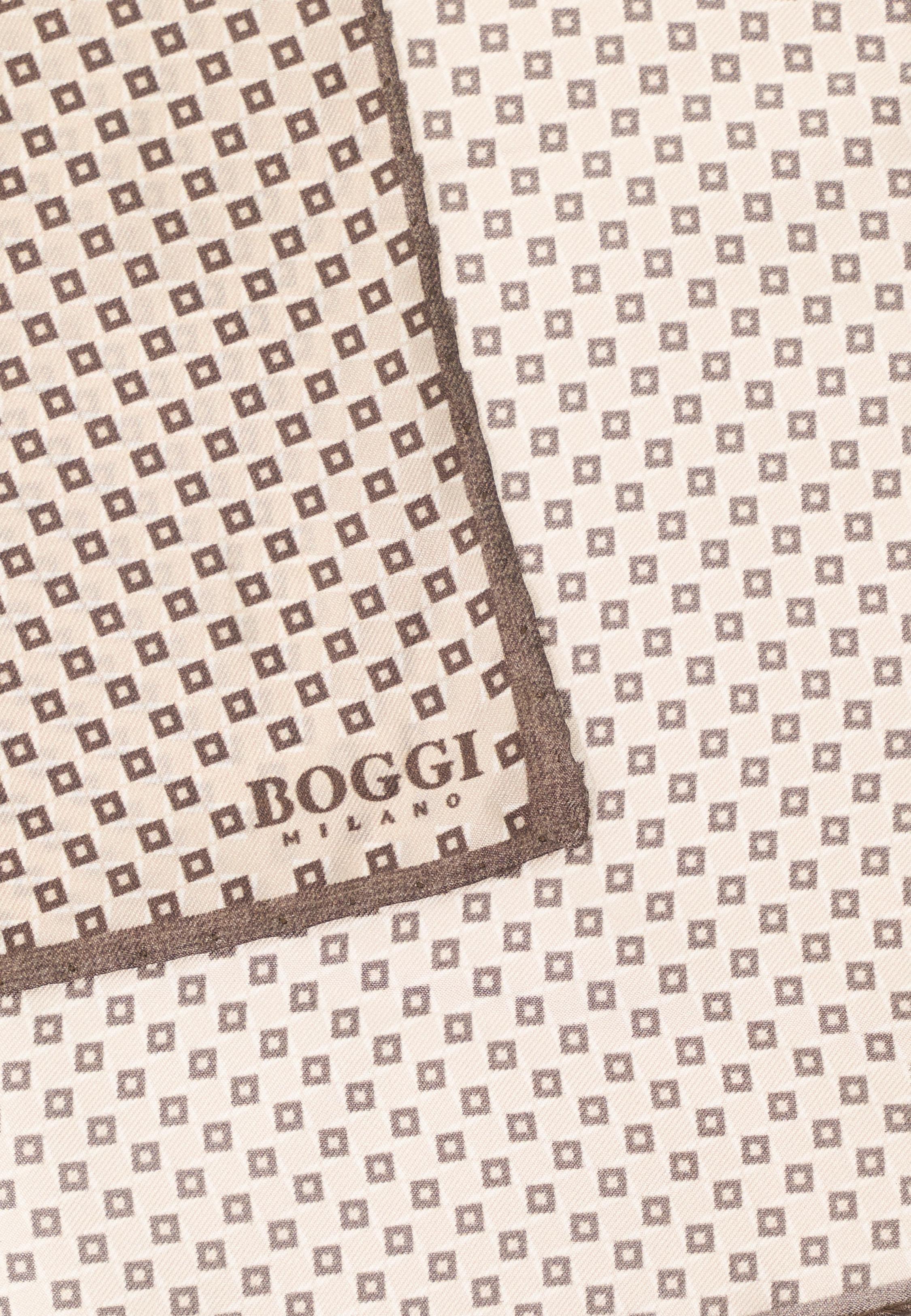 Micro Geometric Silk Pocket Square Beige, Sand, medium