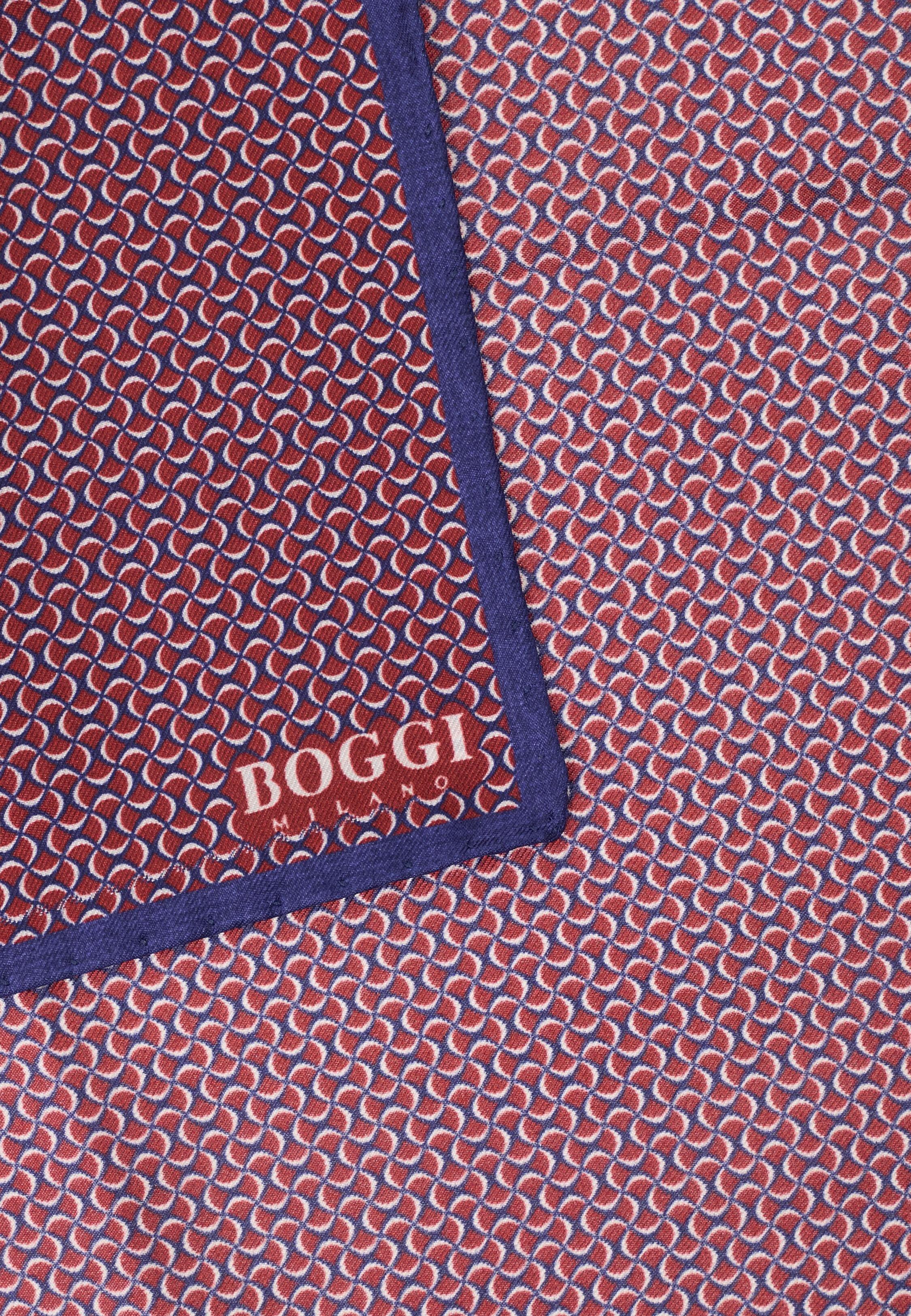 Micro Geometric Silk Pocket Square Red, 3901_BURG, medium