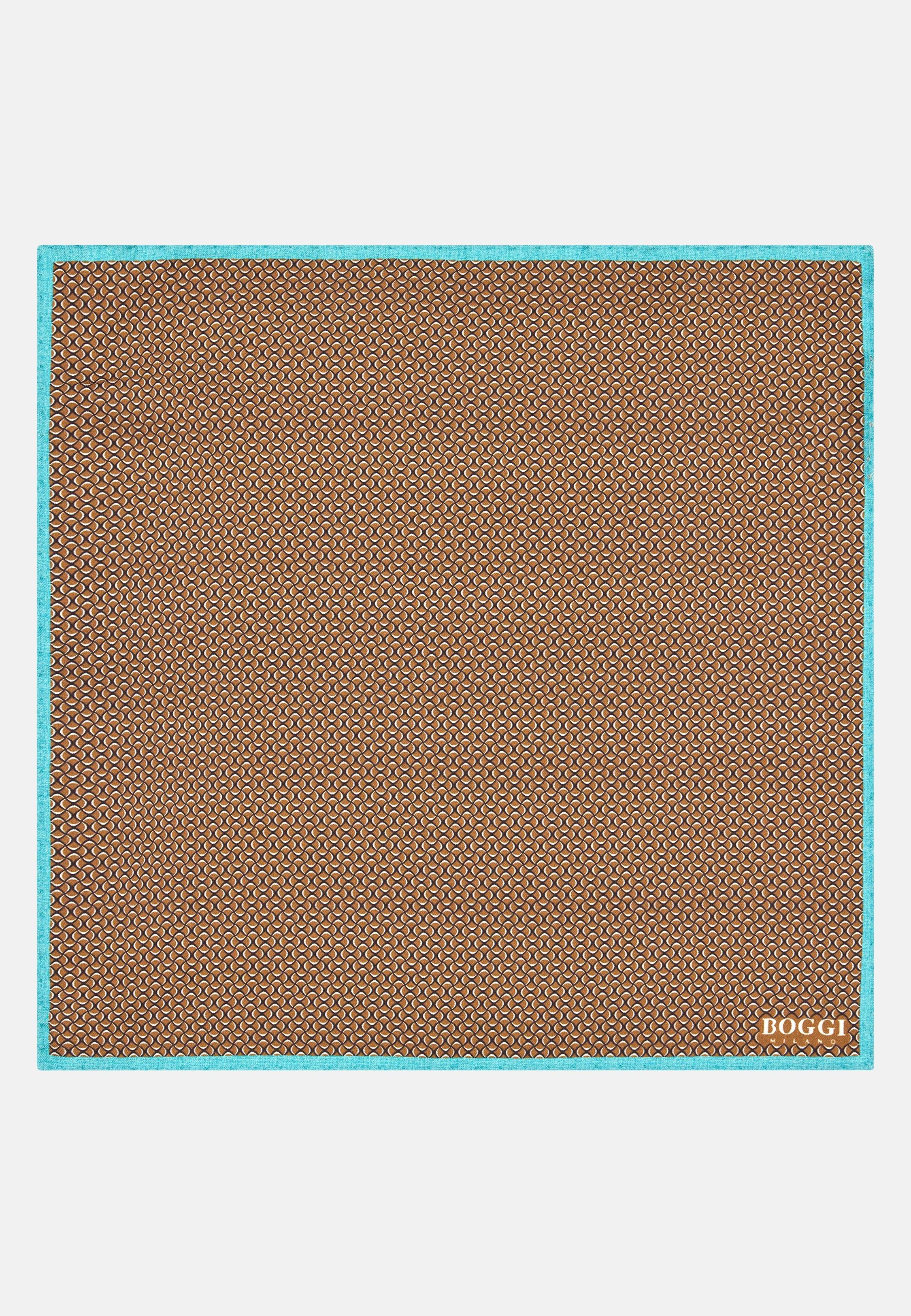 BROWN Micro Geometric Silk Pocket Square, Hazelnut, large image number 0
