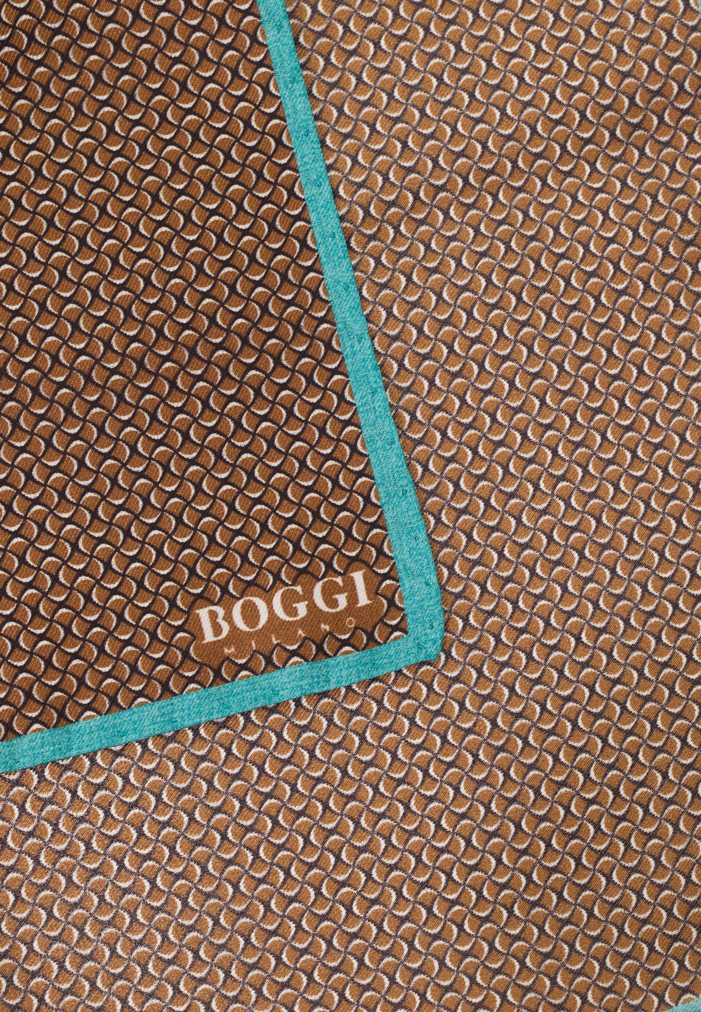 BROWN Micro Geometric Silk Pocket Square, Hazelnut, large image number 1