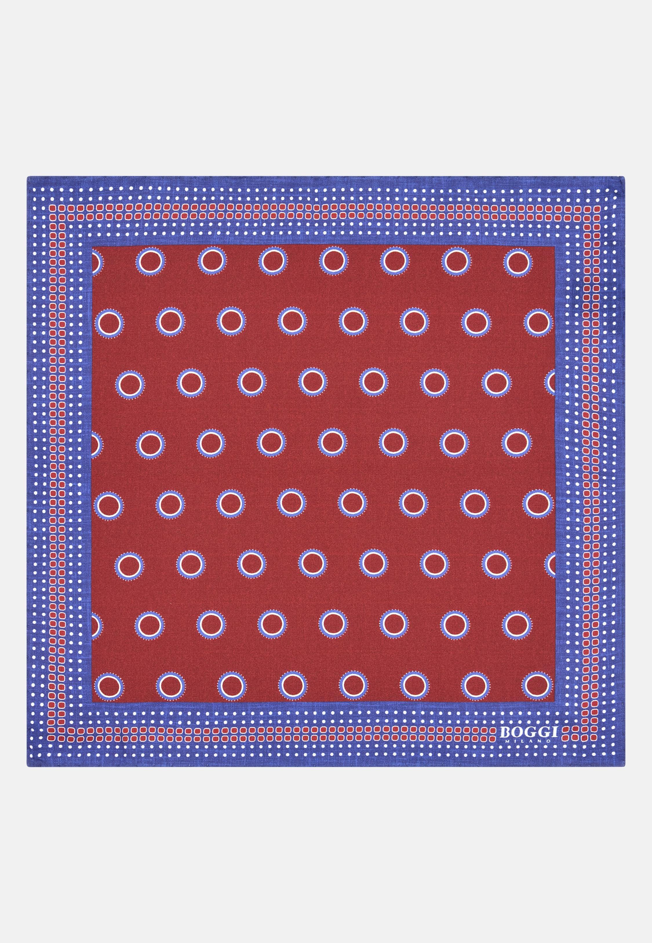 Circle Print Silk Pocket Square Red, Burgundy, large image number 0