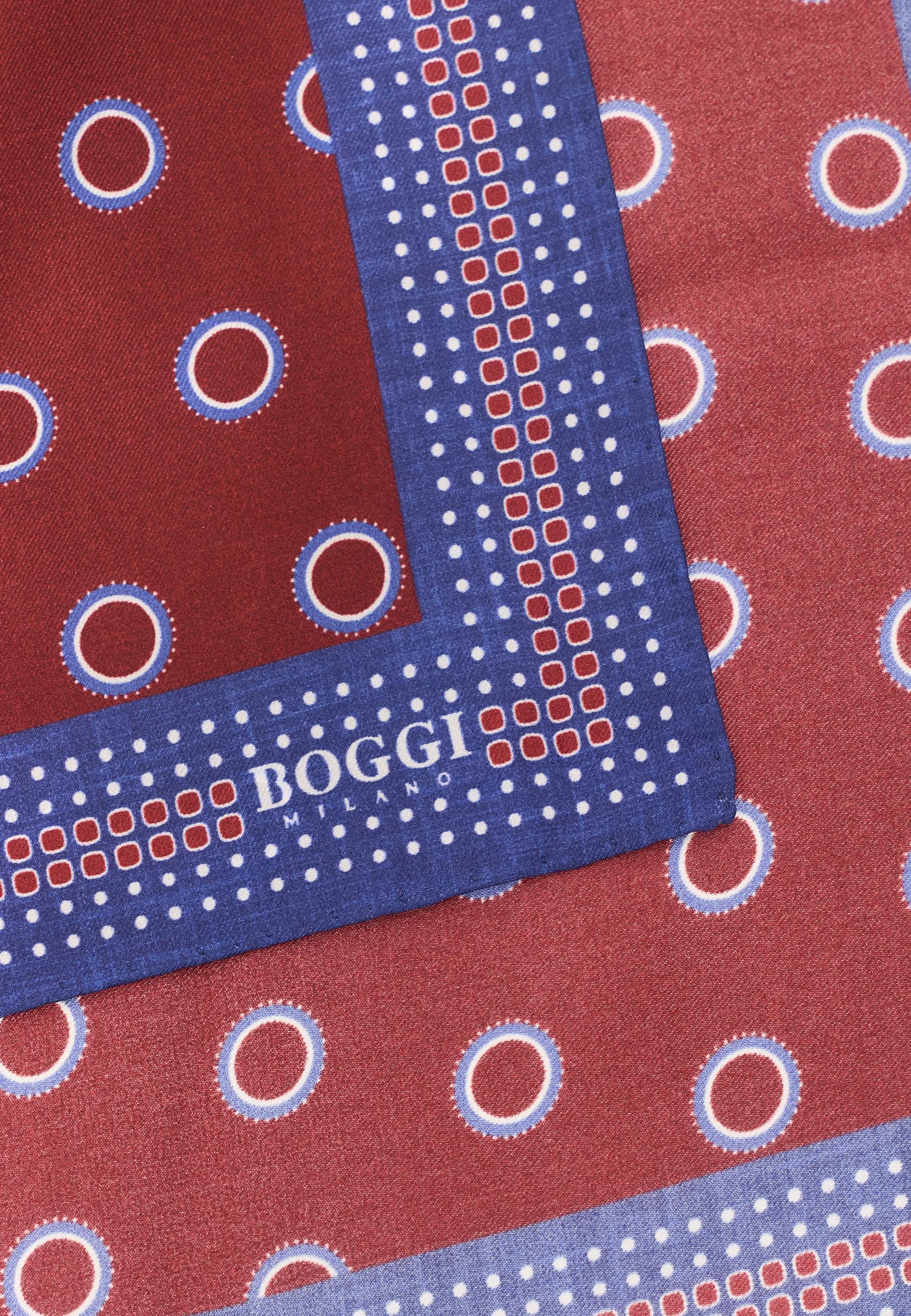 Circle Print Silk Pocket Square Red, Burgundy, large image number 1