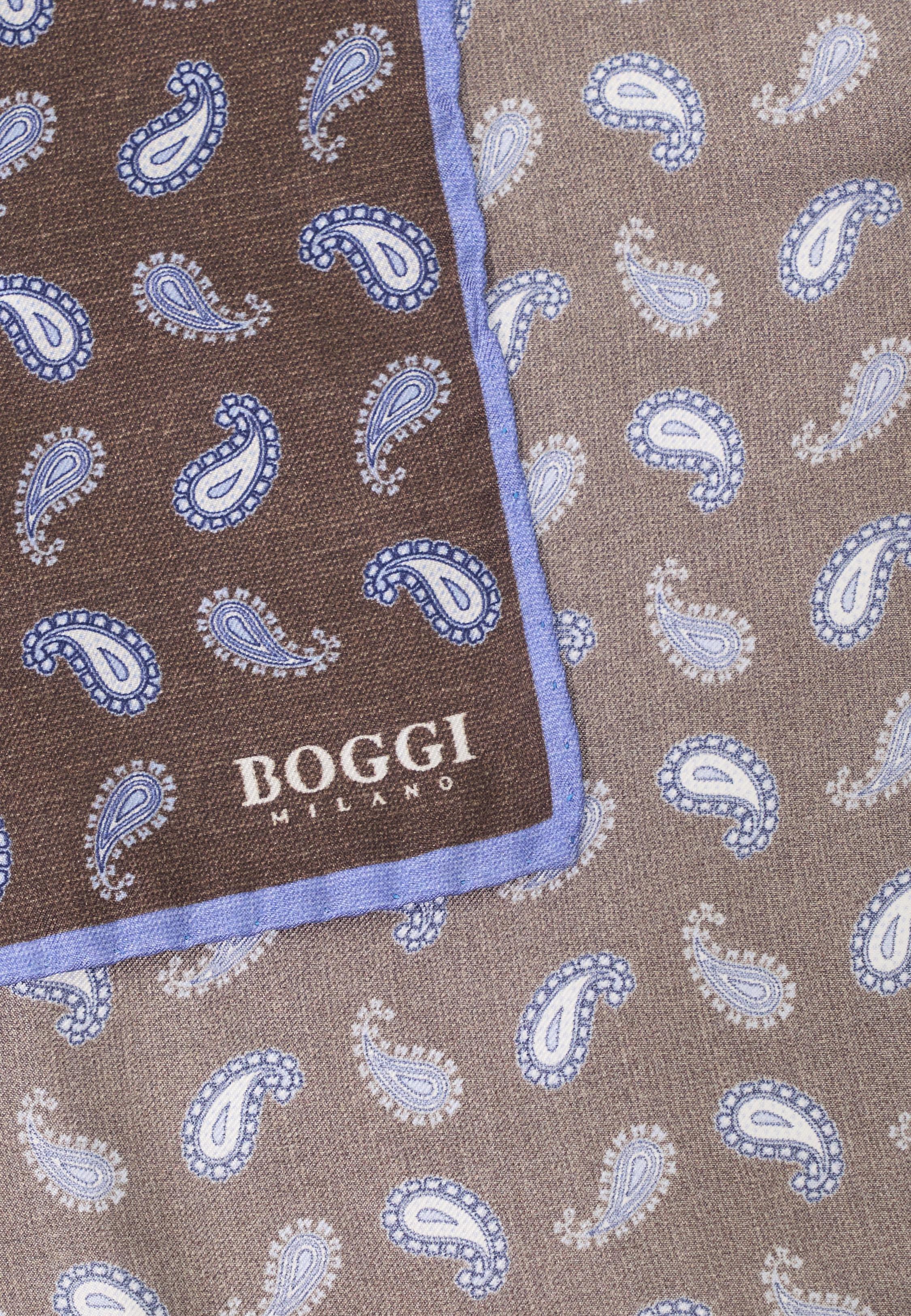 BLUE Paisley Print Silk Pocket Square, Light Blue, large image number 1