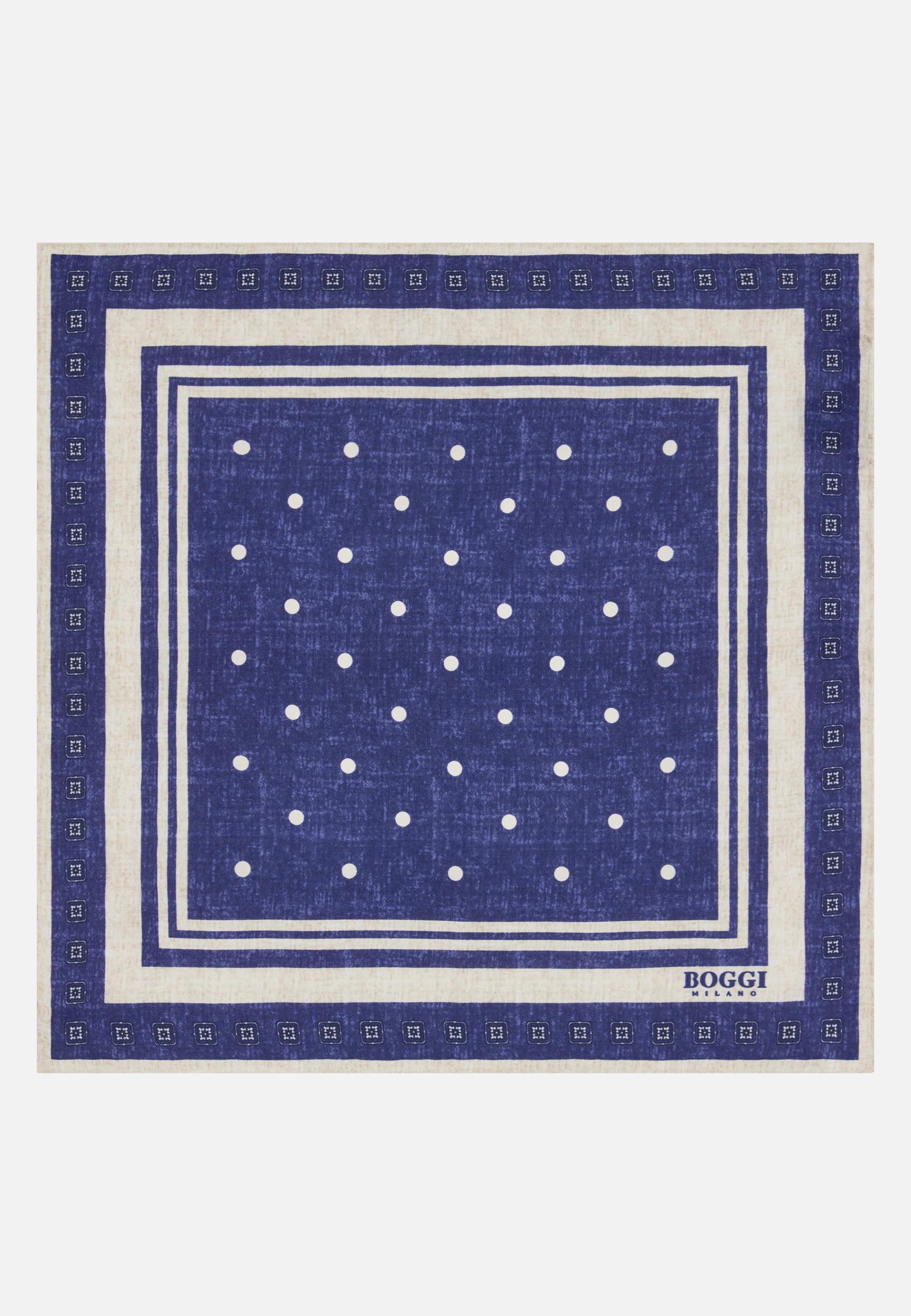 Polka Dot Silk Pocket Square Blue, Blue, medium