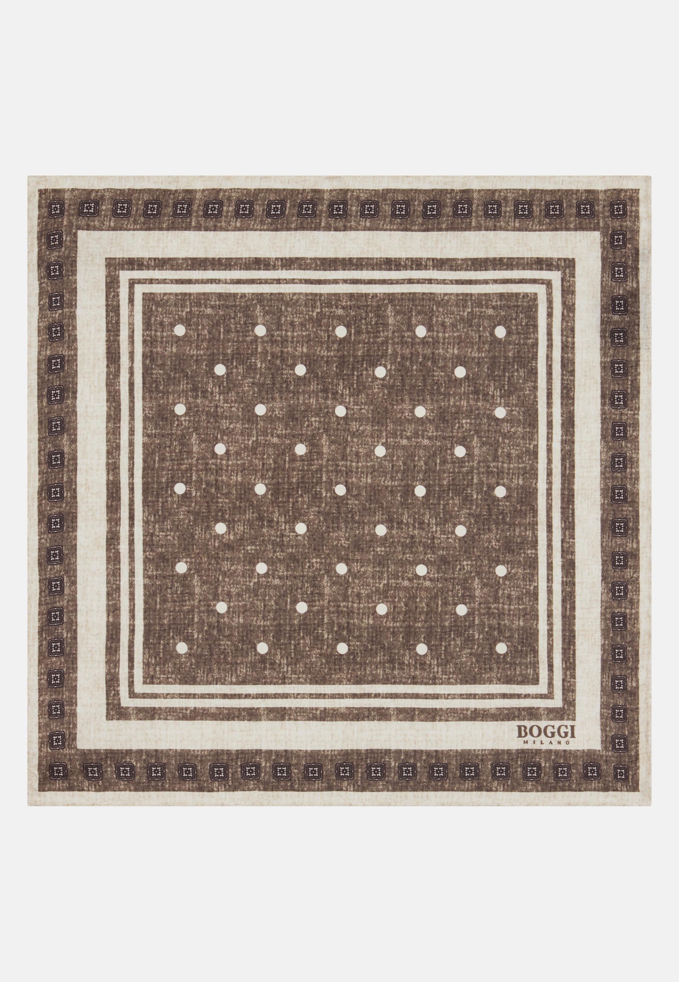 BROWN Polka Dot Silk Pocket Square, Taupe, large image number 0