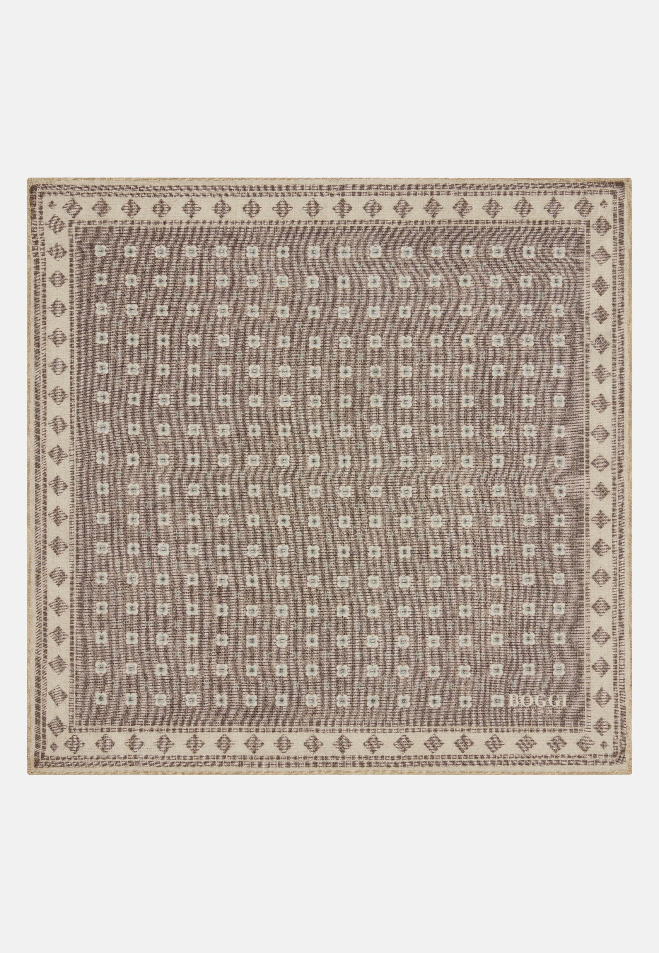 BROWN Floral Wool Pocket Square, Brown, large image number 0