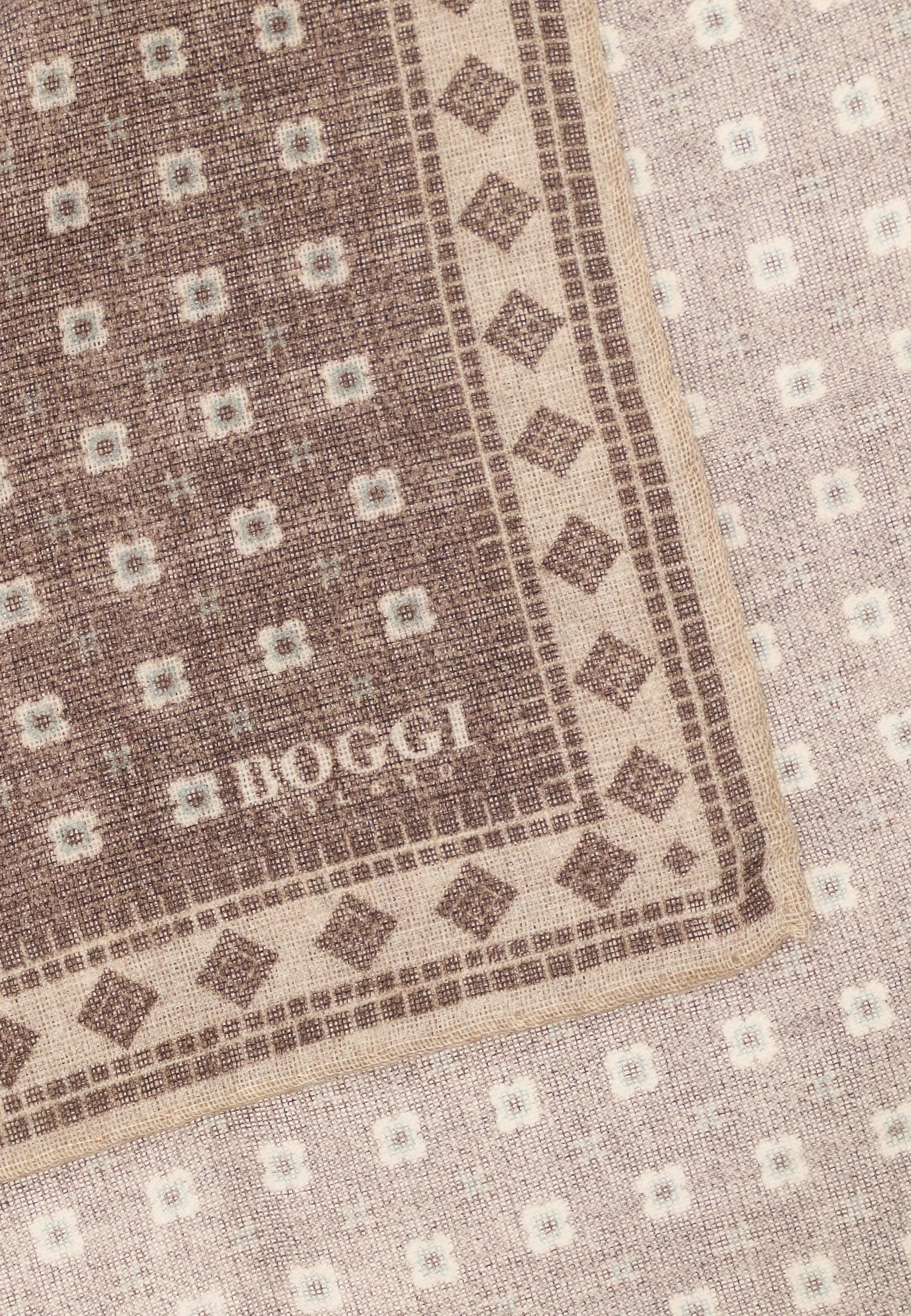 BROWN Floral Wool Pocket Square, Brown, large image number 1