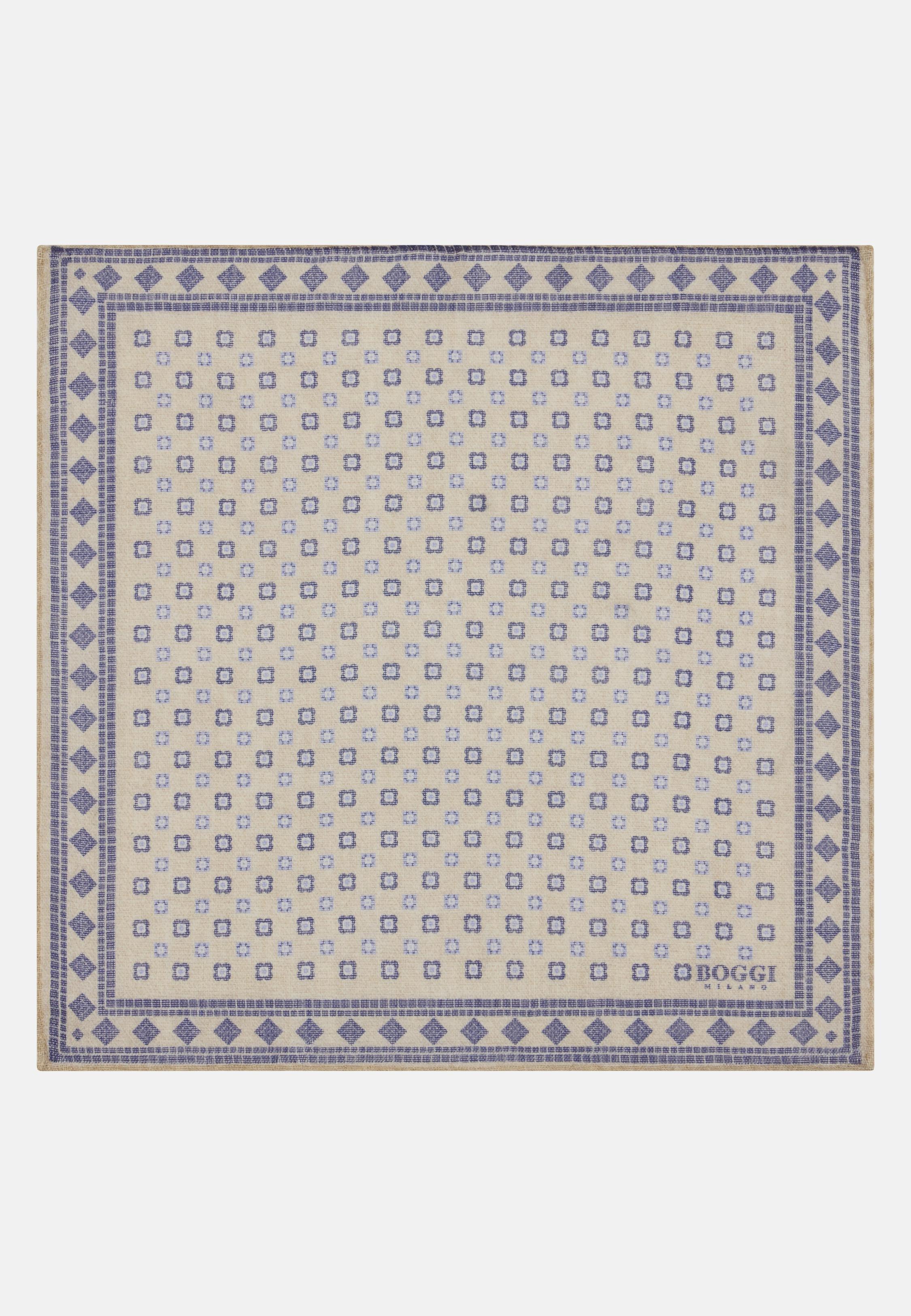CREAM Floral Wool Pocket Square, Cream, large image number 0