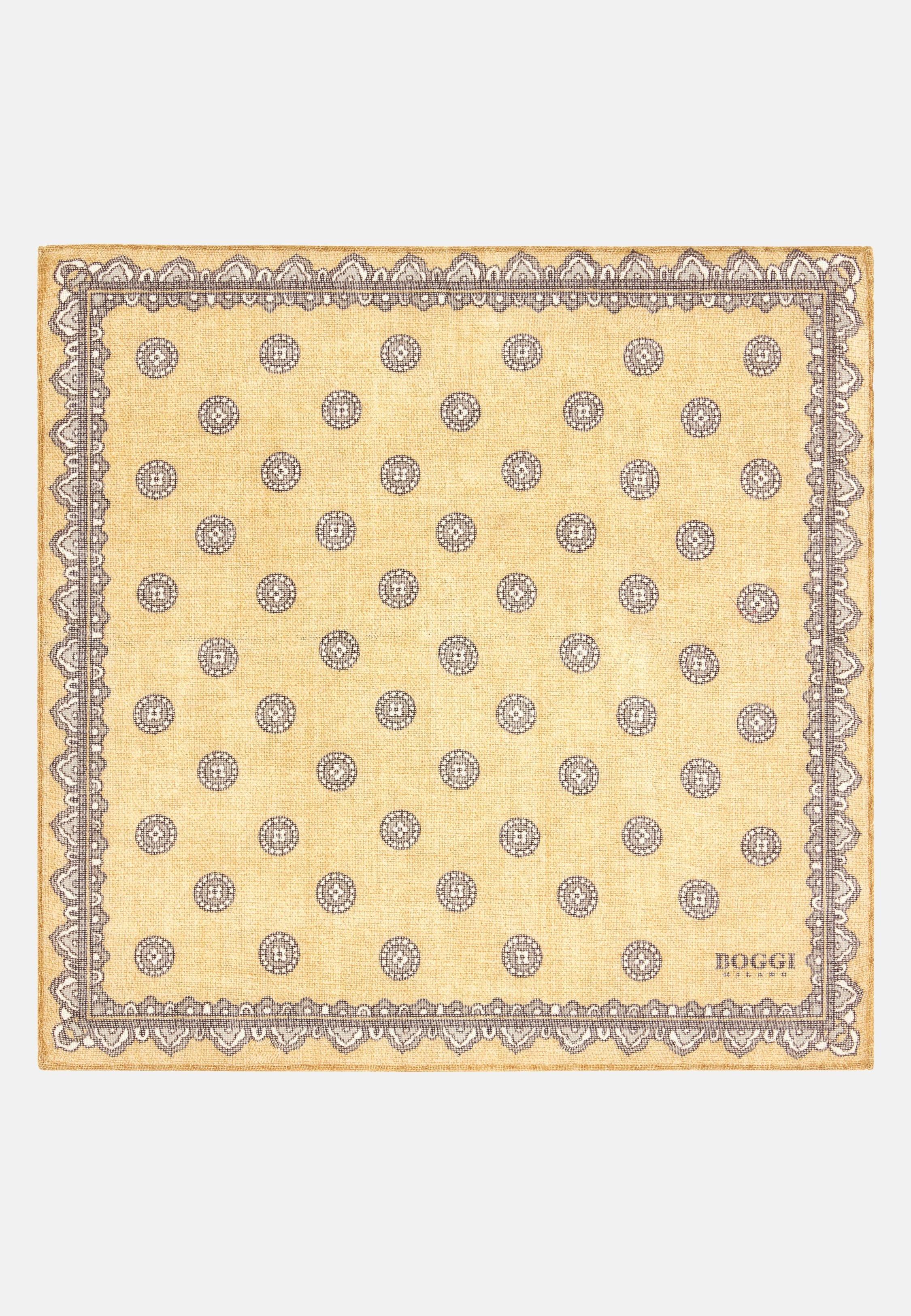 Patterned Wool Pocket Square Beige, Beige, medium
