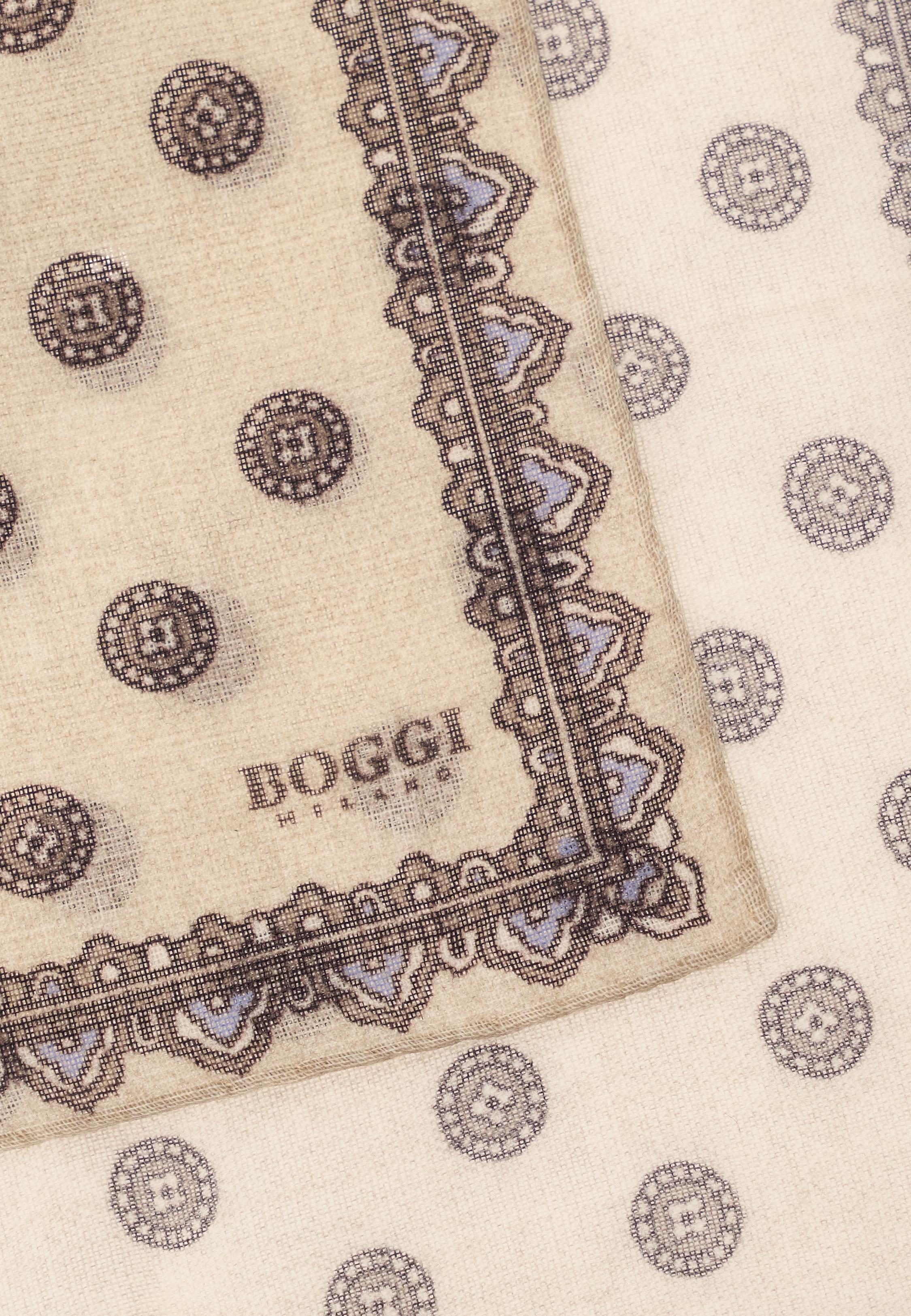 Patterned Wool Pocket Square Cream, Cream, large image number 1