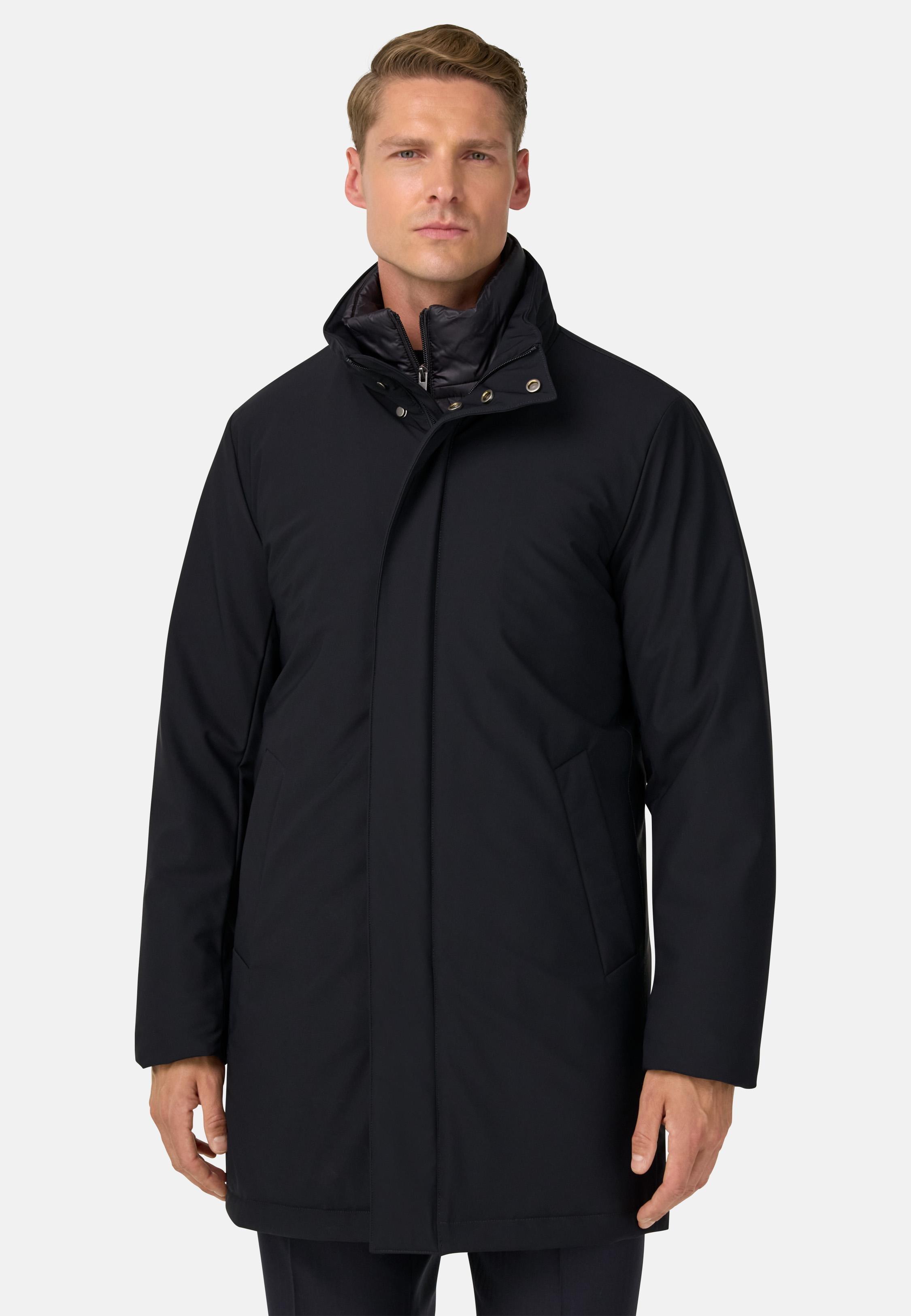 BLUE Car Coat In Padded Technical Fabric, DARK NAVY, medium