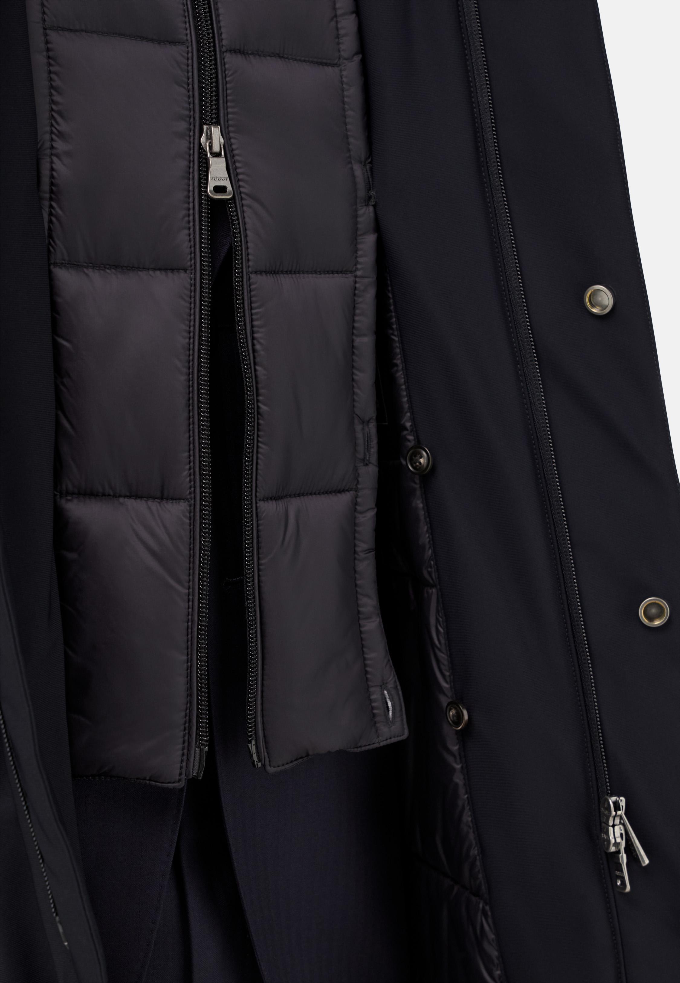 BLUE Car Coat In Padded Technical Fabric, DARK NAVY, large image number 2