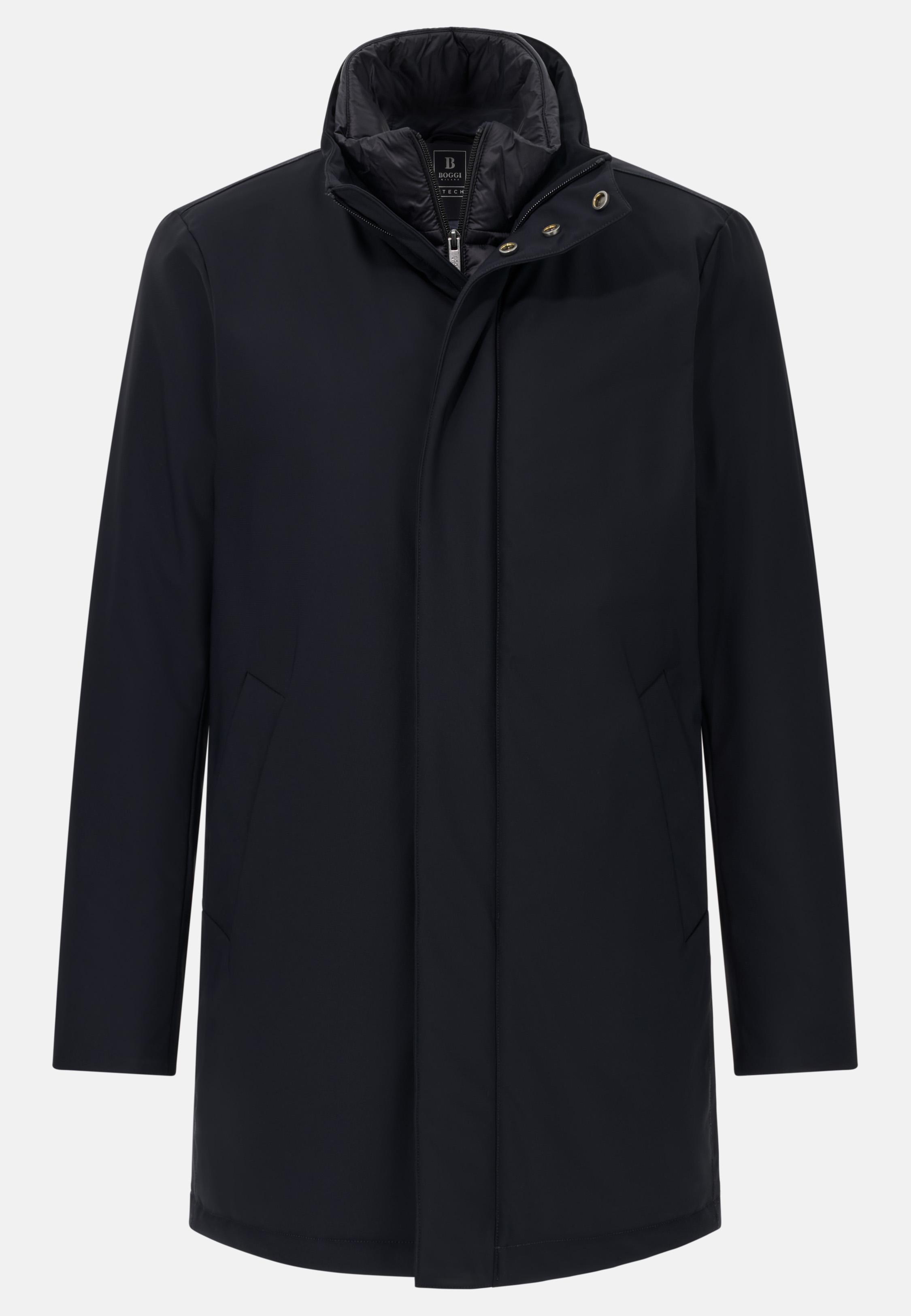 BLUE Car Coat In Padded Technical Fabric, DARK NAVY, large image number 3