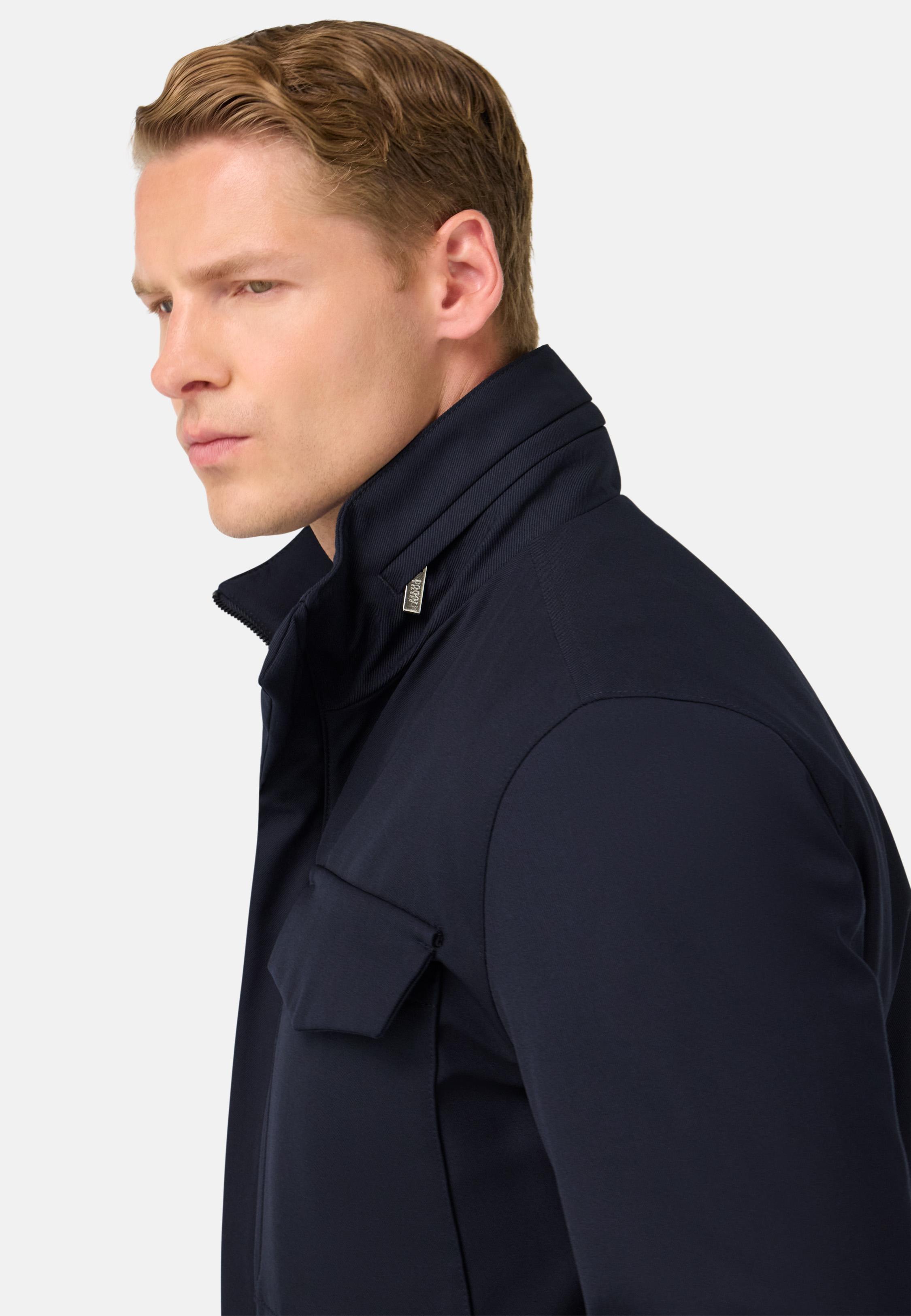 Field Jacket In Padded Technical Fabric Blue, Navy blue, medium