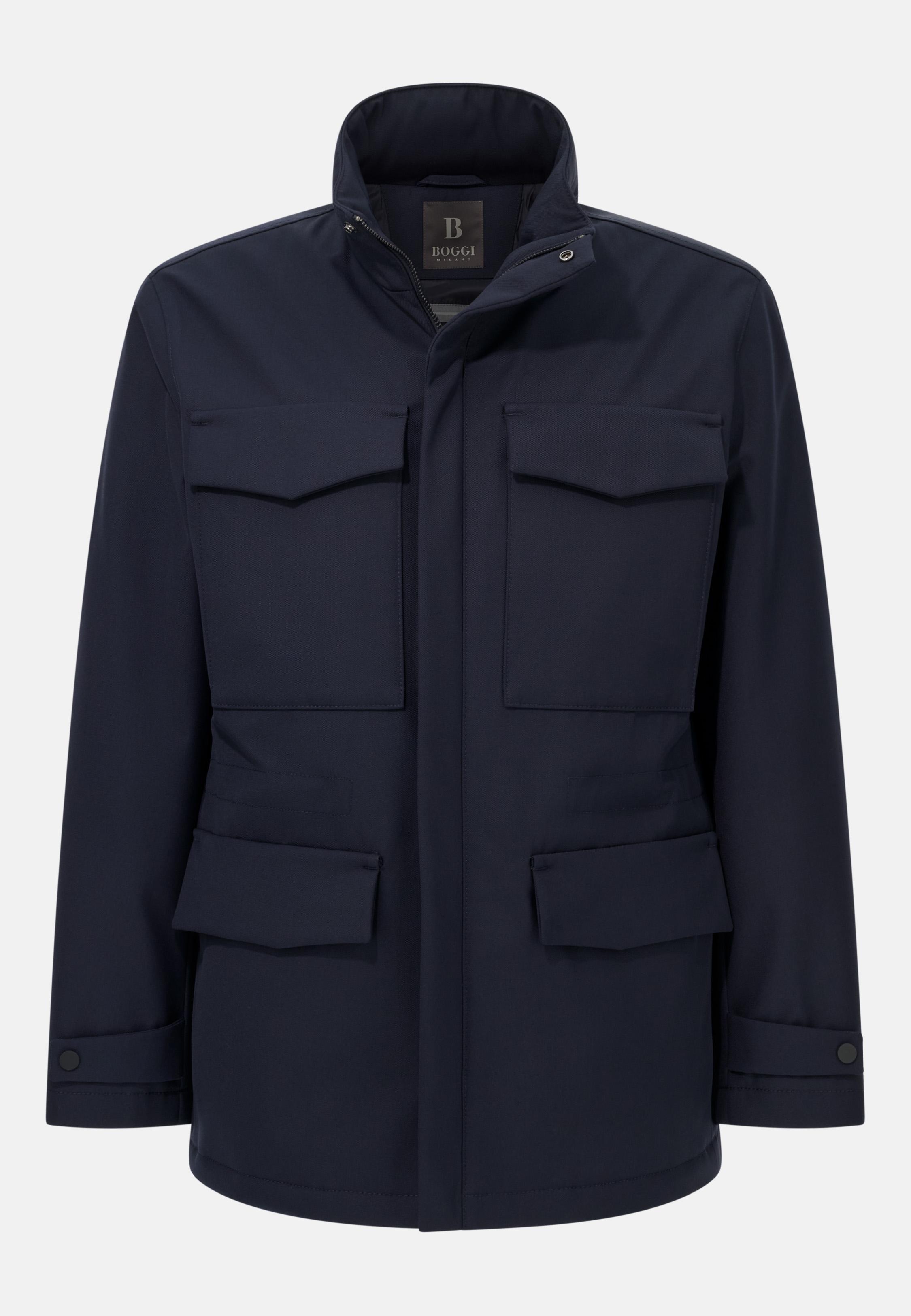 Field Jacket In Padded Technical Fabric Blue, Navy blue, large image number 3