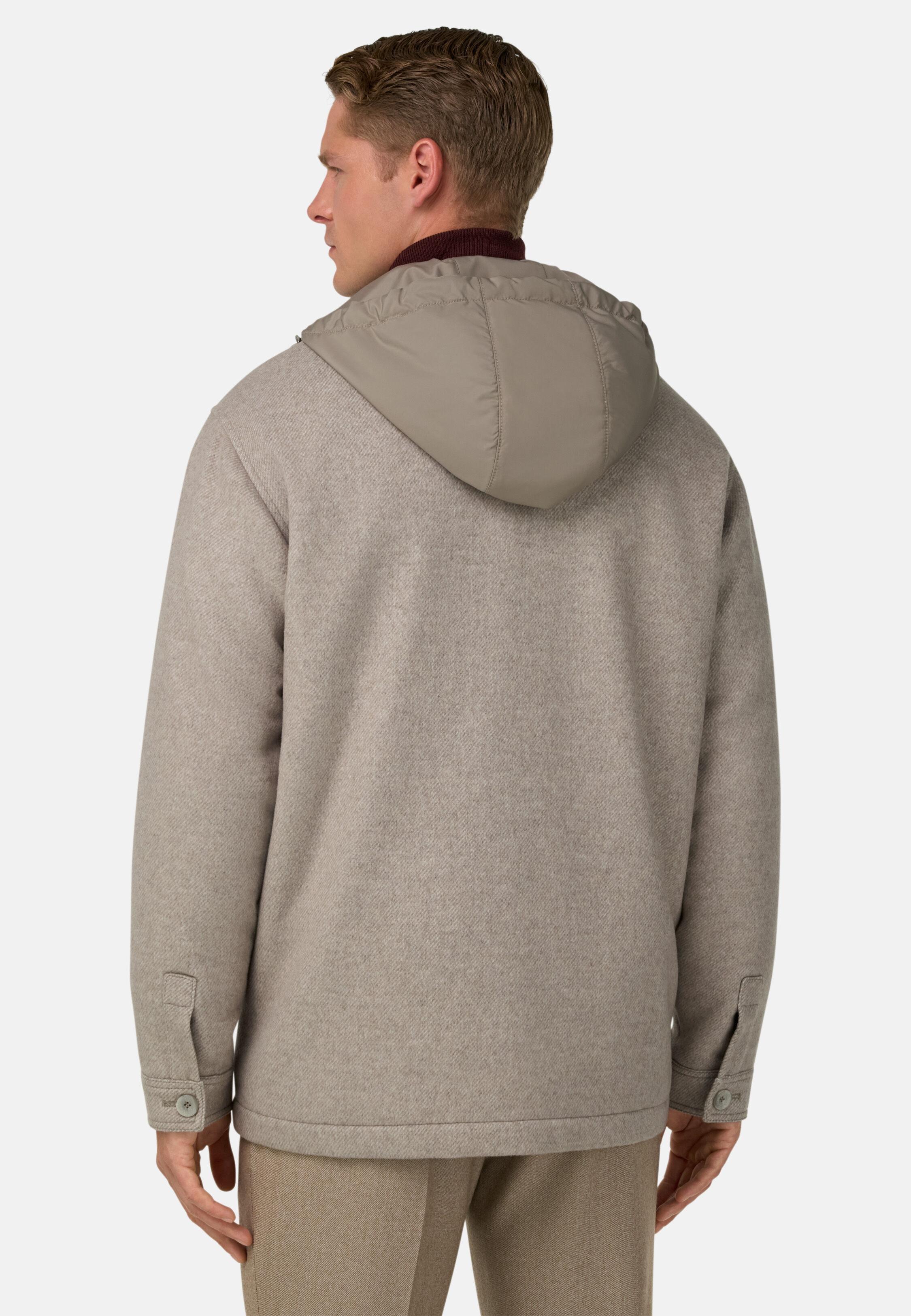 BROWN Link Shirt Jacket In Wool With Bib, Taupe, large image number 1