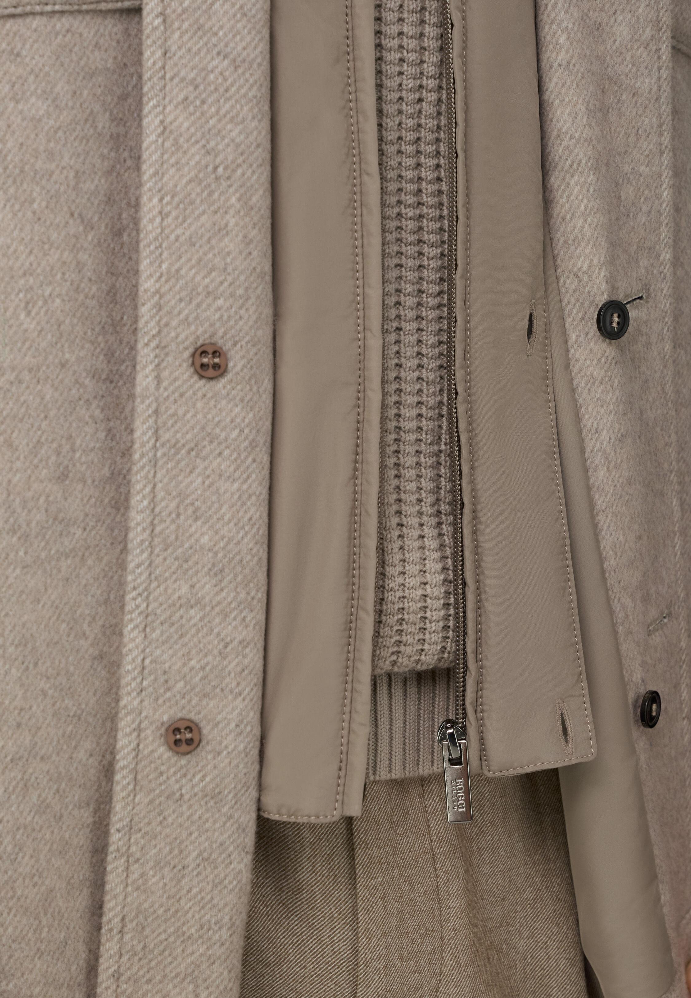 BROWN Link Shirt Jacket In Wool With Bib, Taupe, large image number 2