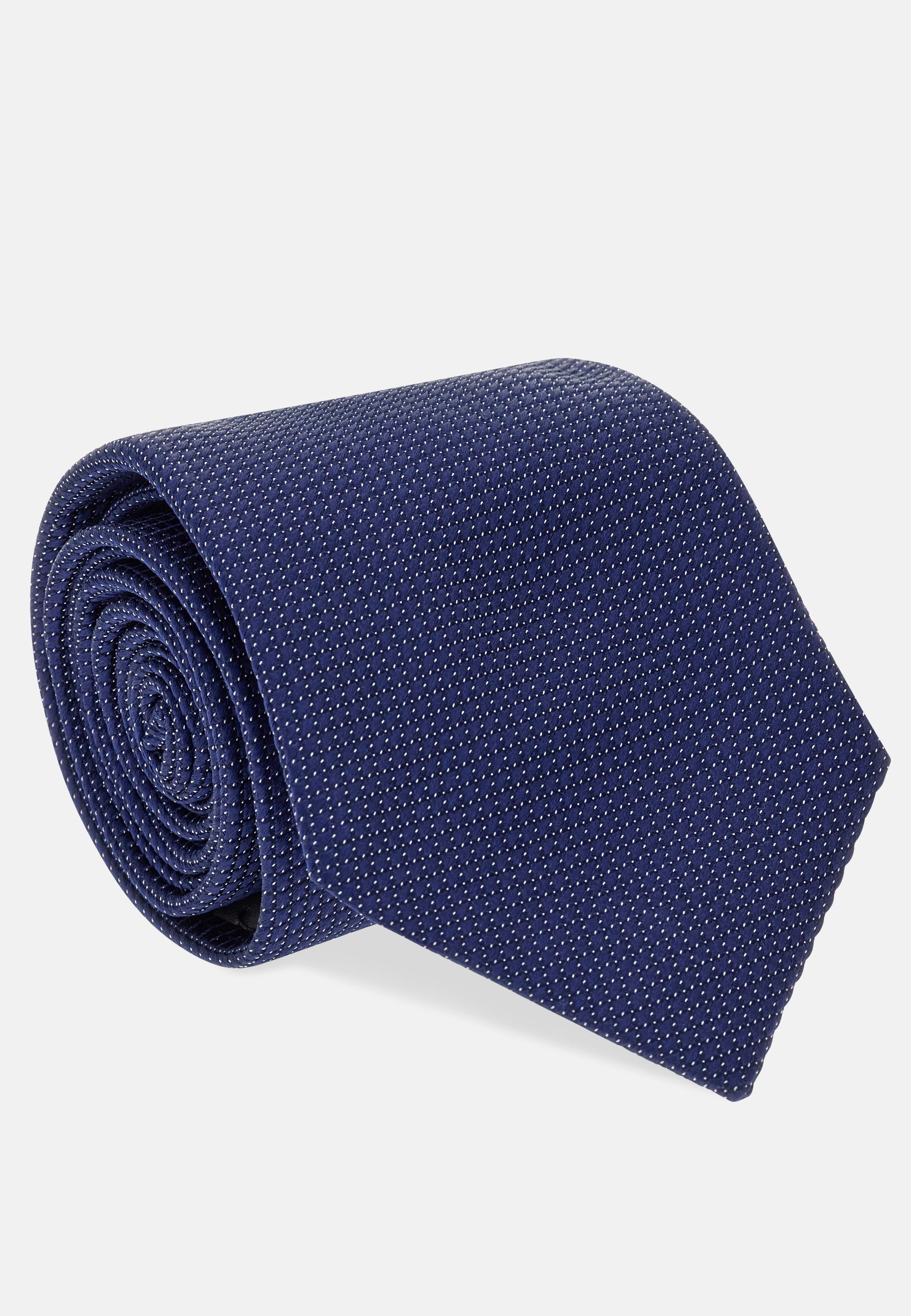 Geometric Motif Silk Tie Blue, Navy blue, large image number 0