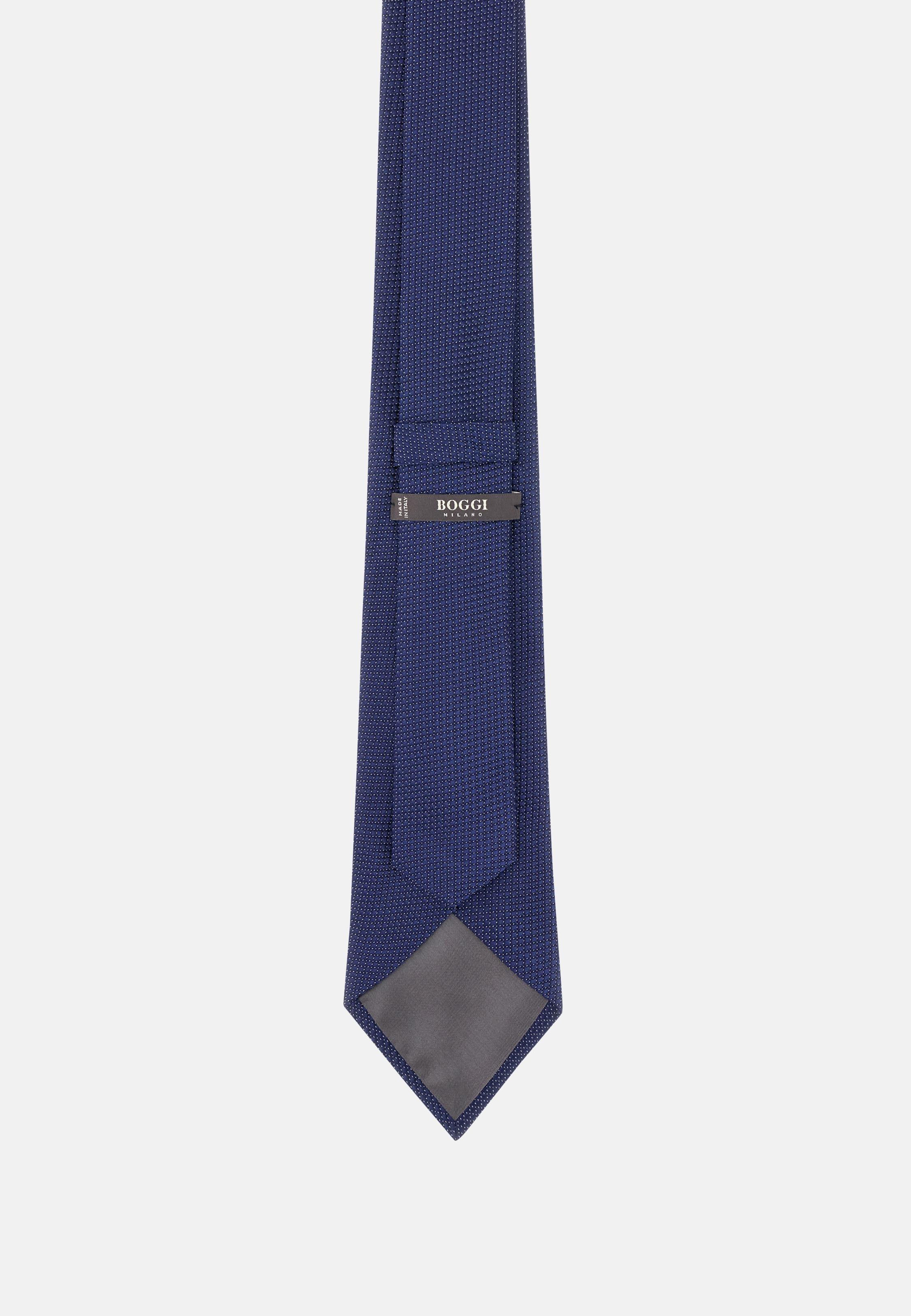 Geometric Motif Silk Tie Blue, Navy blue, large image number 1