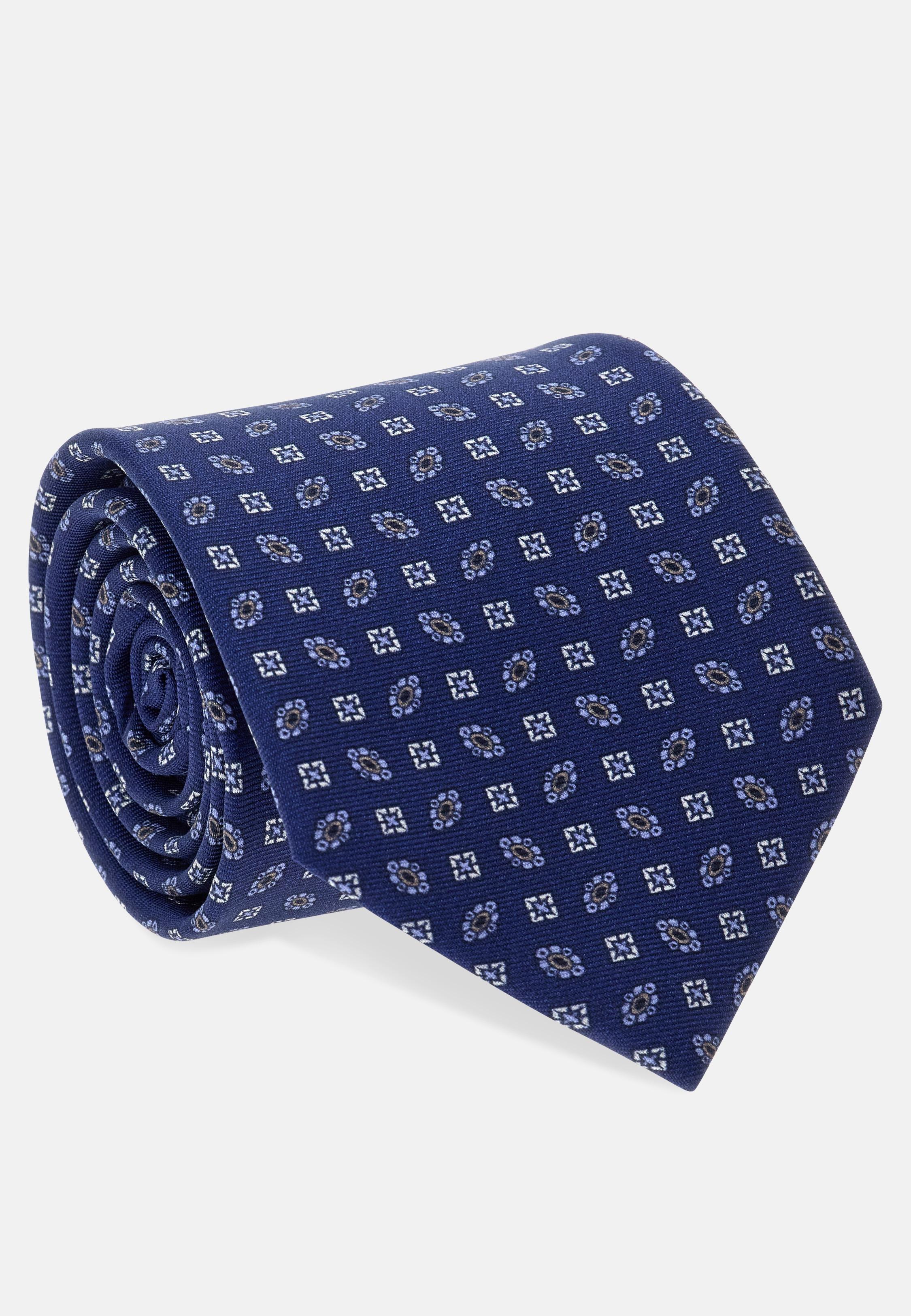 Floral Silk Tie Beige, 3901_BLUE, large image number 0