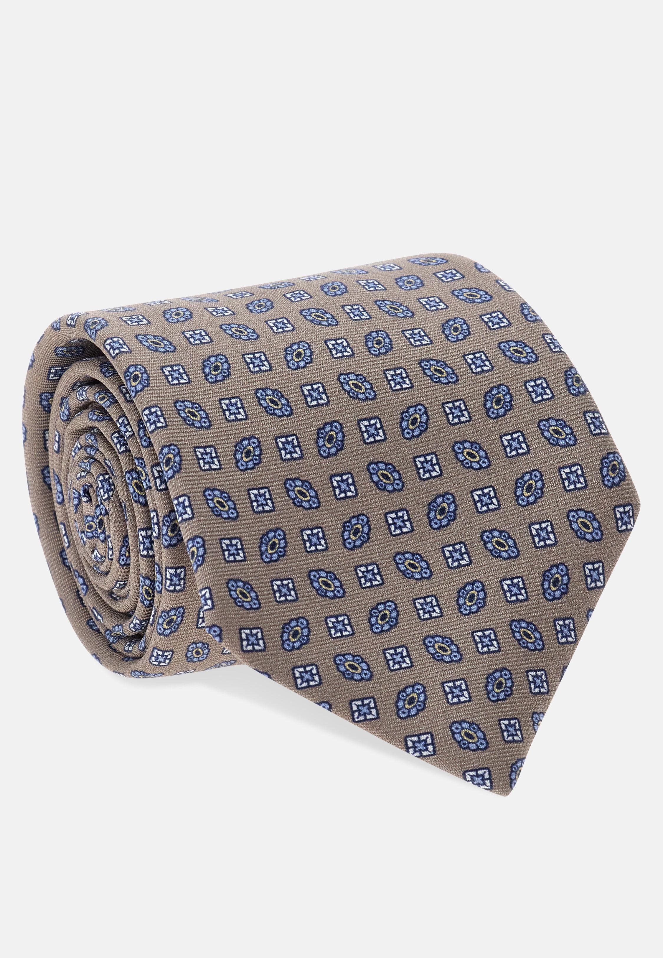 Floral Silk Tie Beige, 3901_BEIG, large image number 0