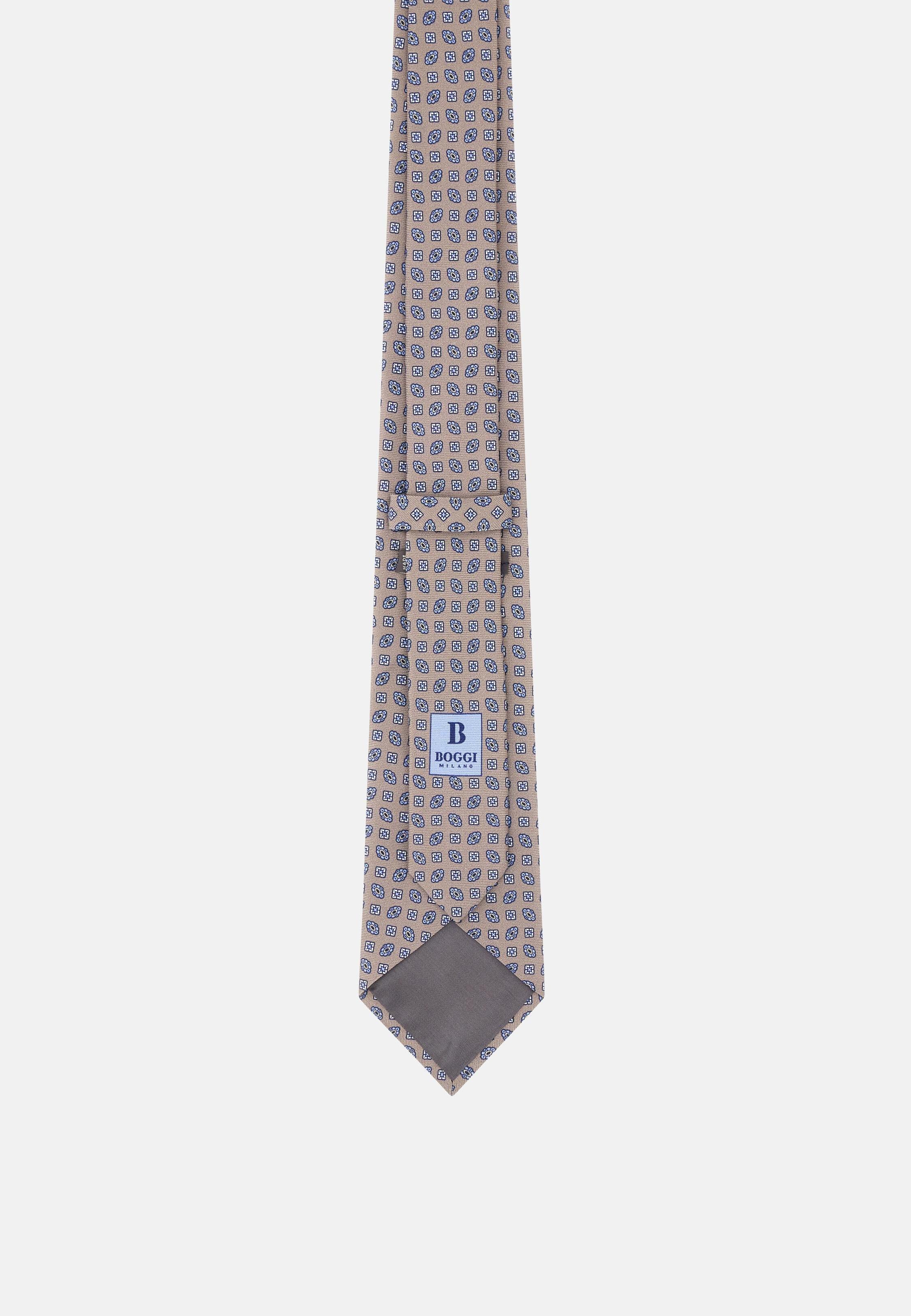 Floral Silk Tie Beige, 3901_BEIG, large image number 1