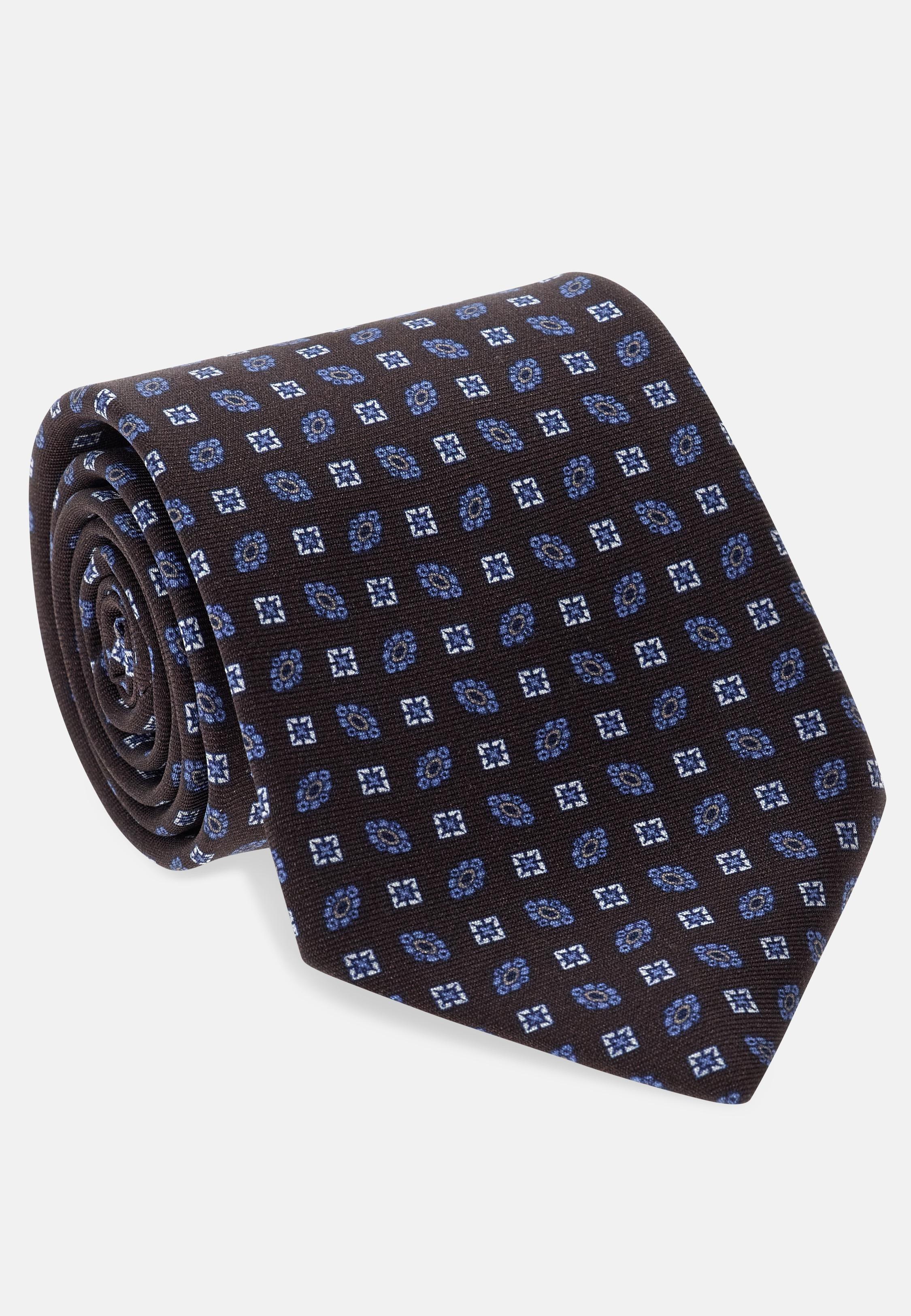 Patterned Silk Tie Blue, 3901_DKBR, large image number 0
